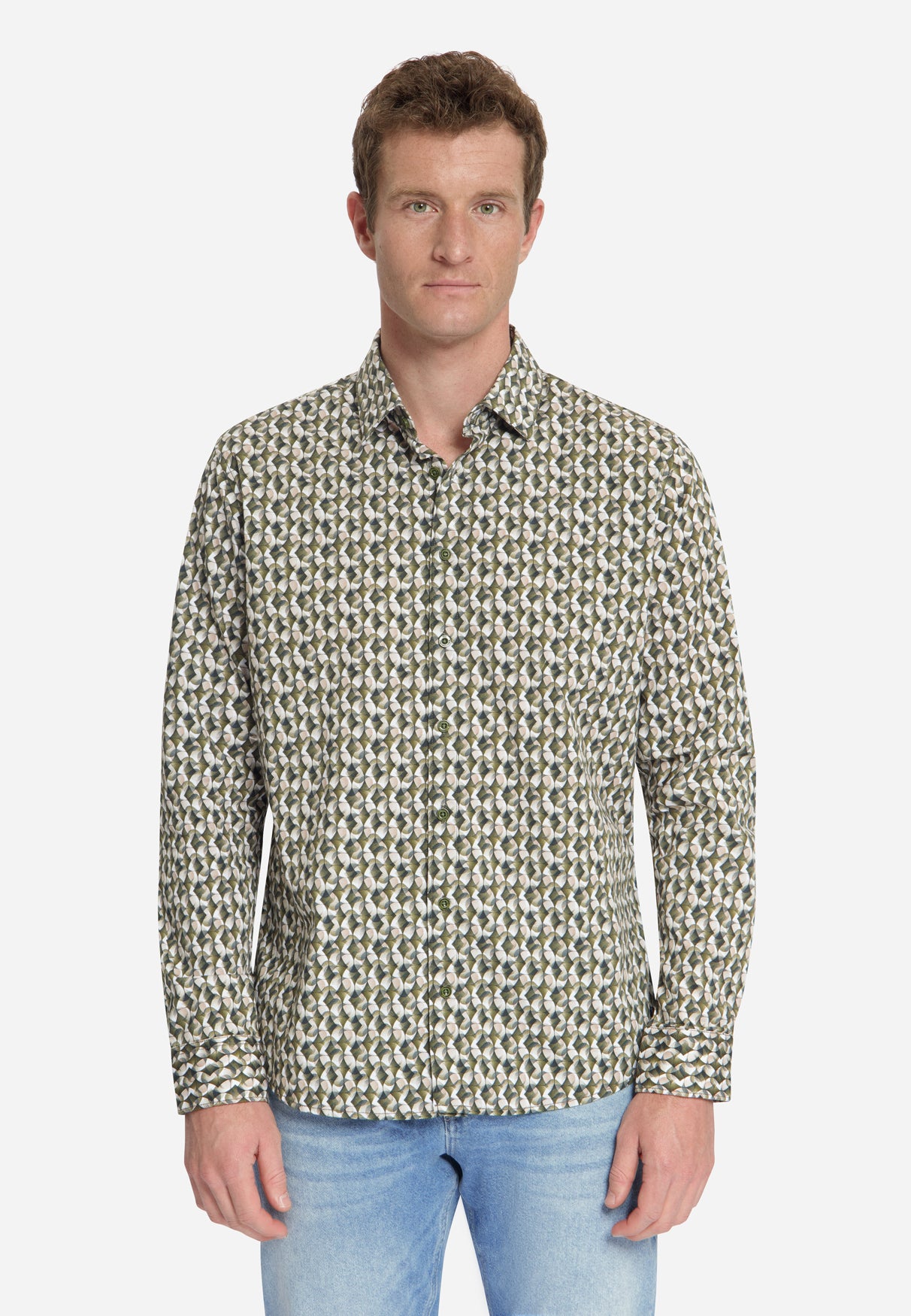 Stretch-Hemd mit Allover-Print | Moss