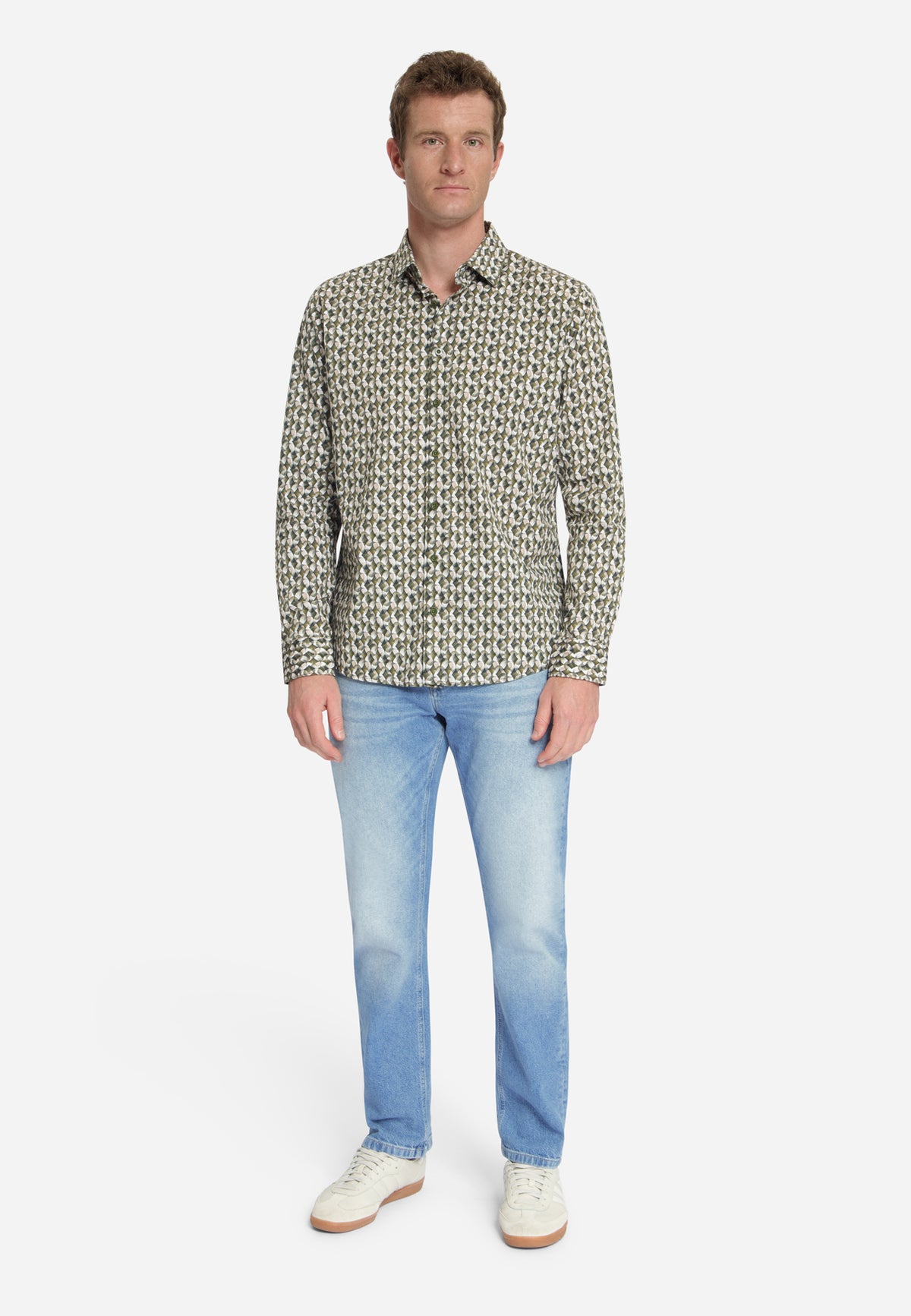 Stretch-Hemd mit Allover-Print | Moss