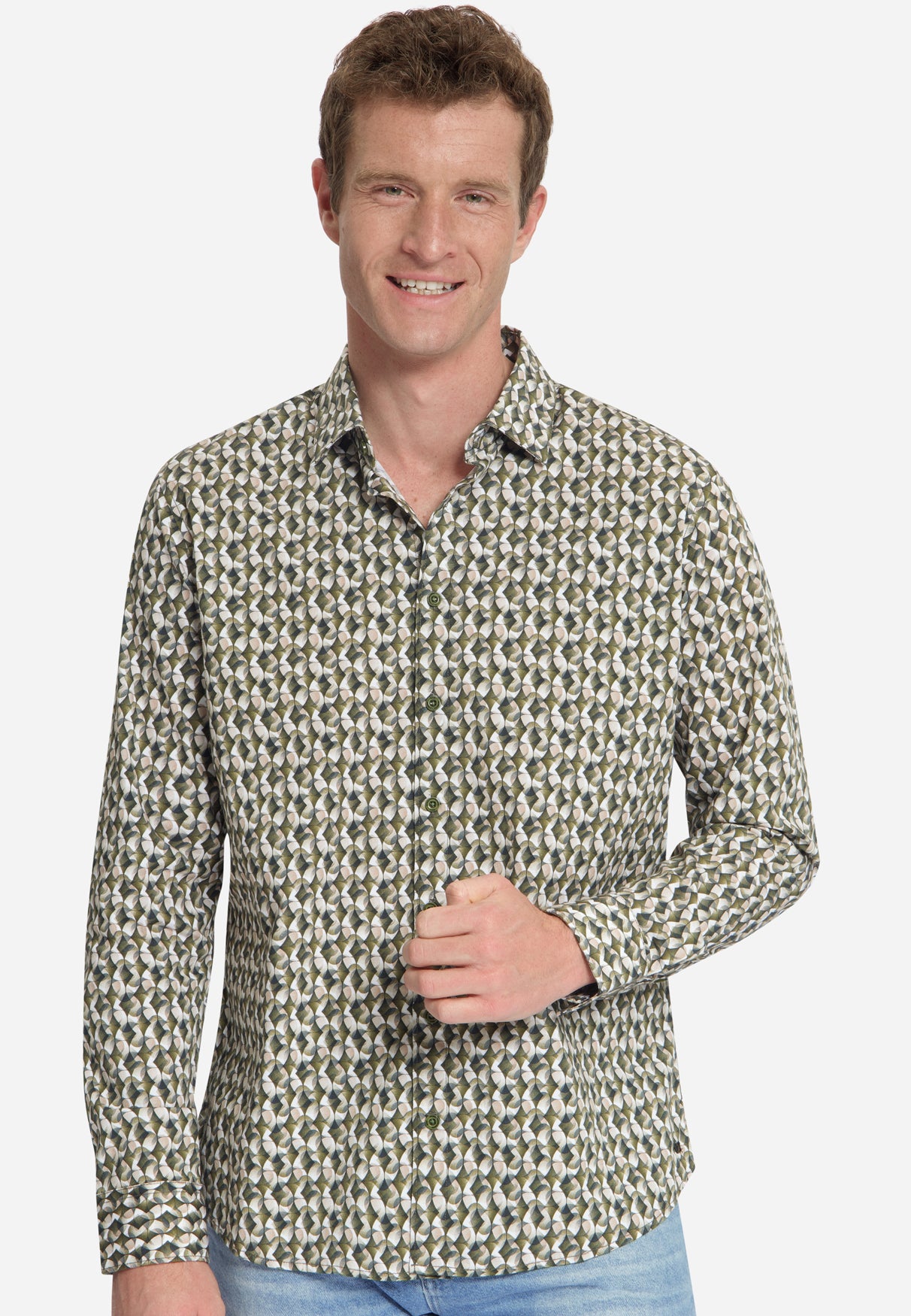 Stretch-Hemd mit Allover-Print | Moss