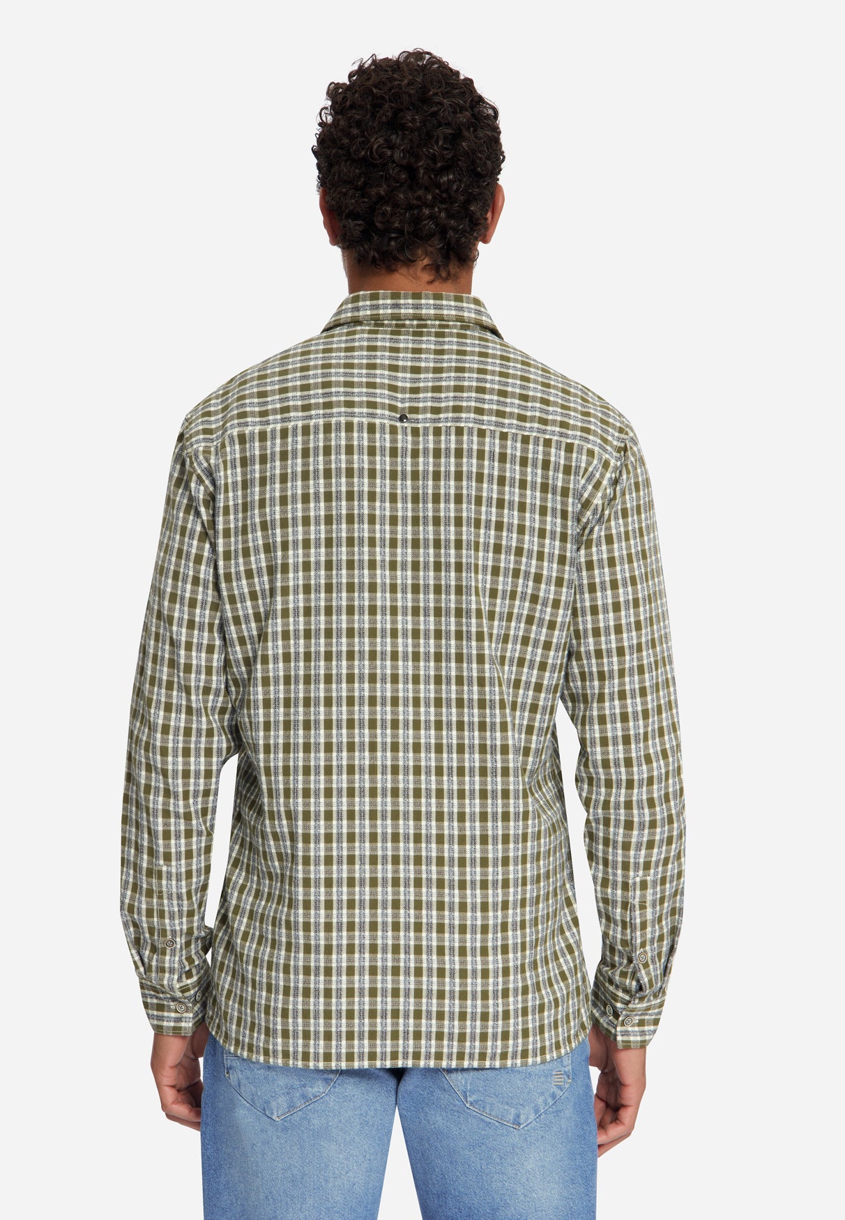Hemd, garngefärbt, kleines Karomuster, Dobby-Webart | moss