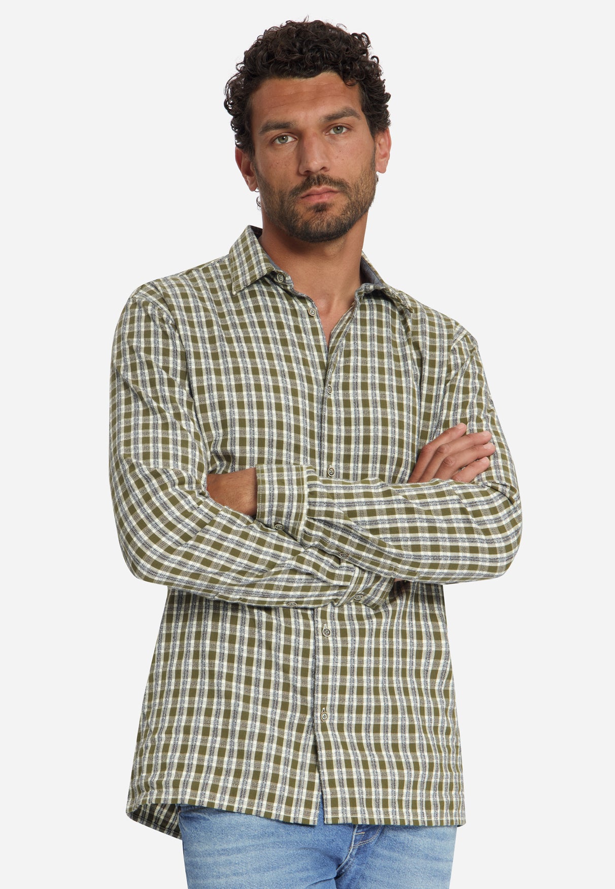 Checked Structured Shirt | Moss