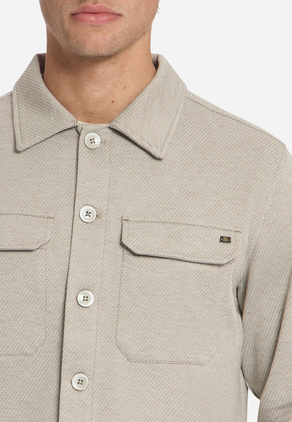 Melange Twill Overshirt | Light Brown
