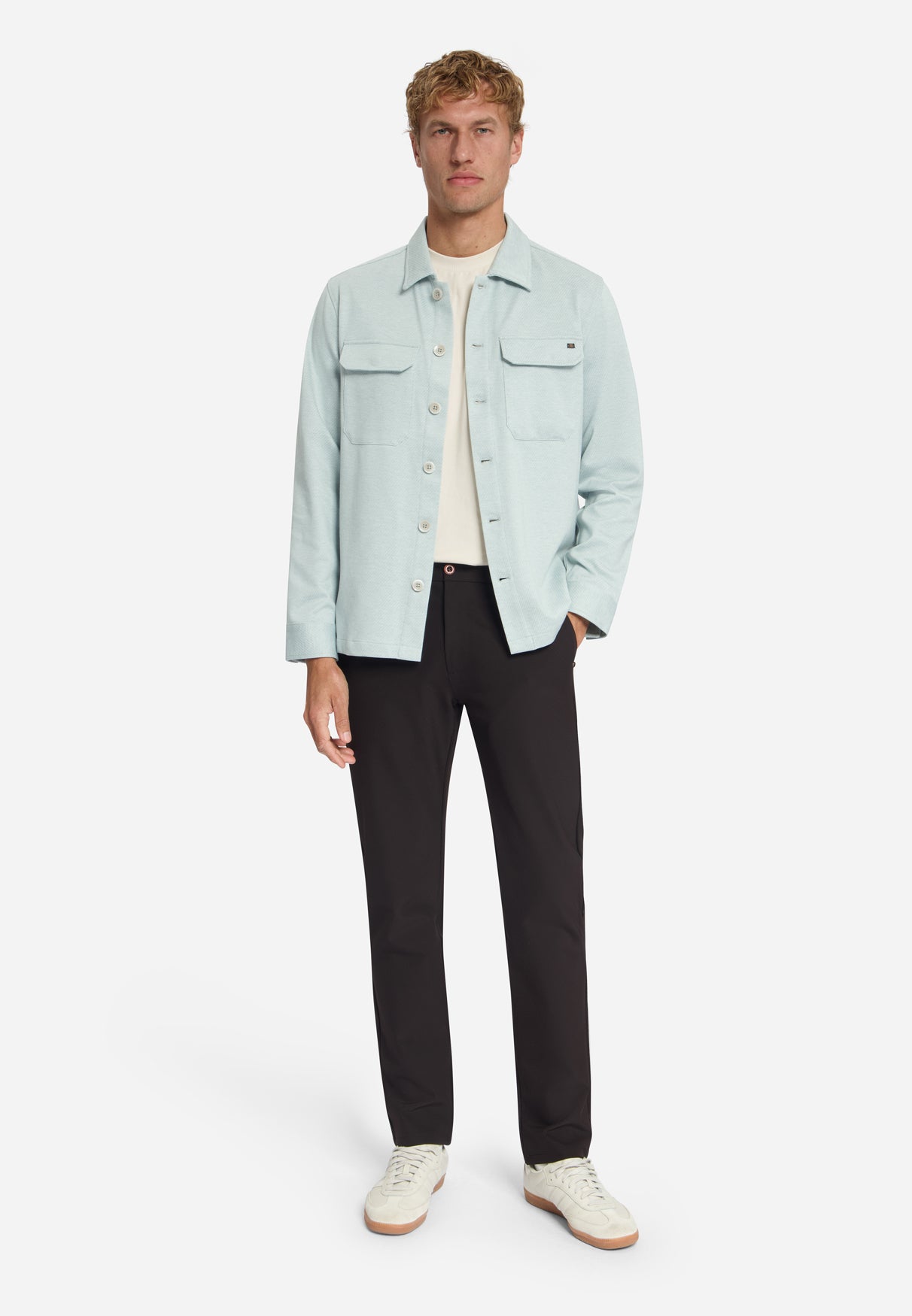 Melange Twill Overshirt | Dusty Blue