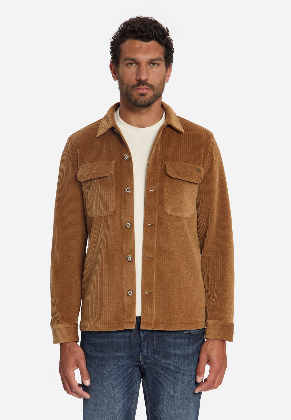 Stretch-Cord-Overshirt | Caramel
