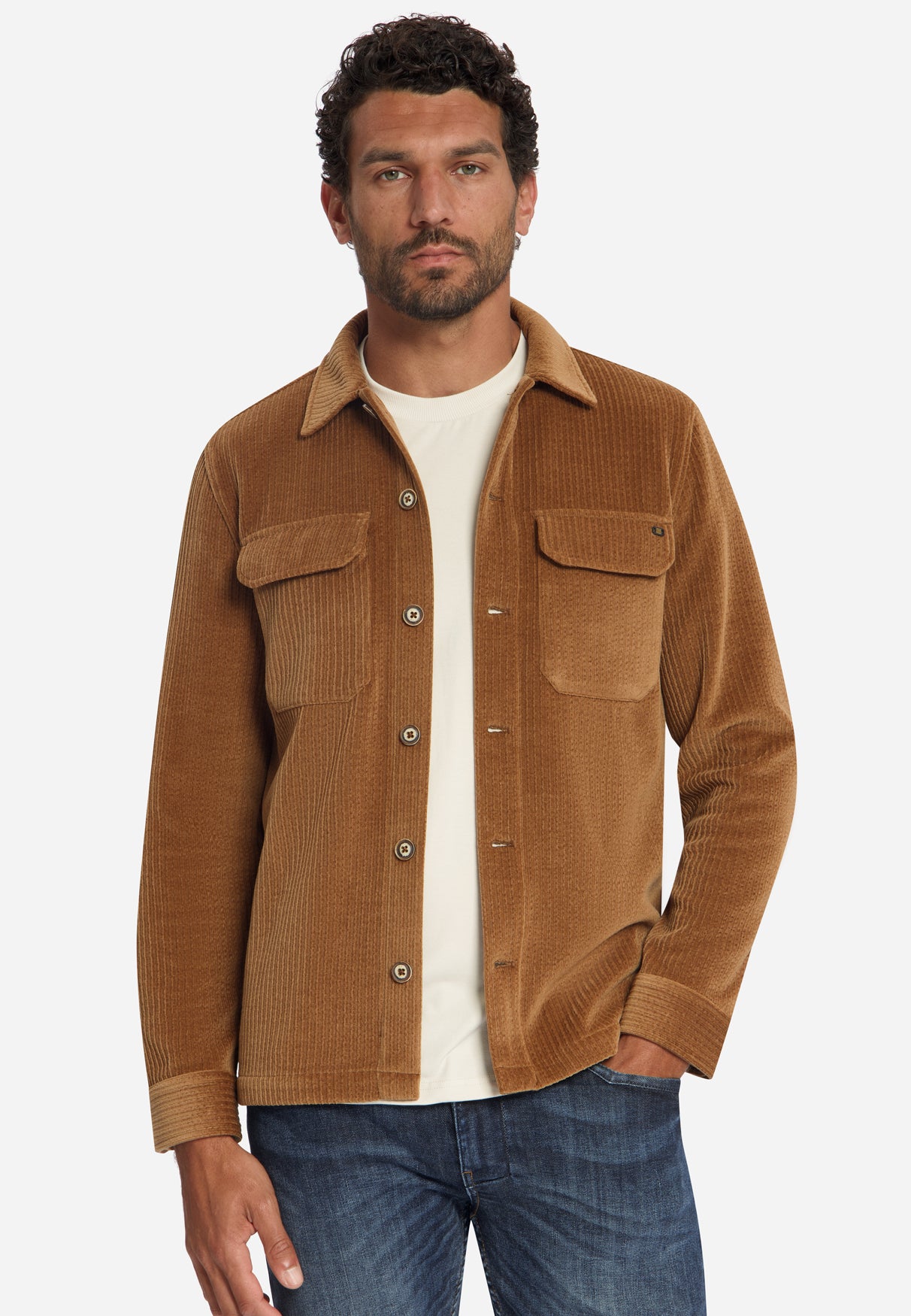 Stretch-Cord-Overshirt | Caramel