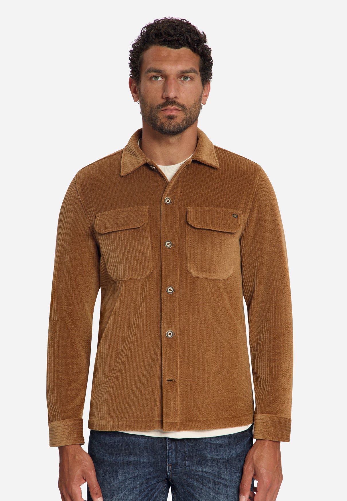Stretch-Cord-Overshirt | Caramel