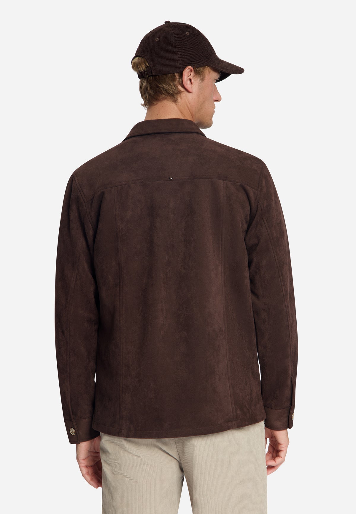 Overshirt in Veloursleder-Optik | Dark Brown