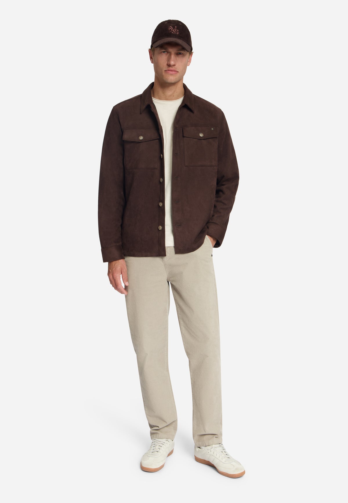 Overshirt in Veloursleder-Optik | Dark Brown