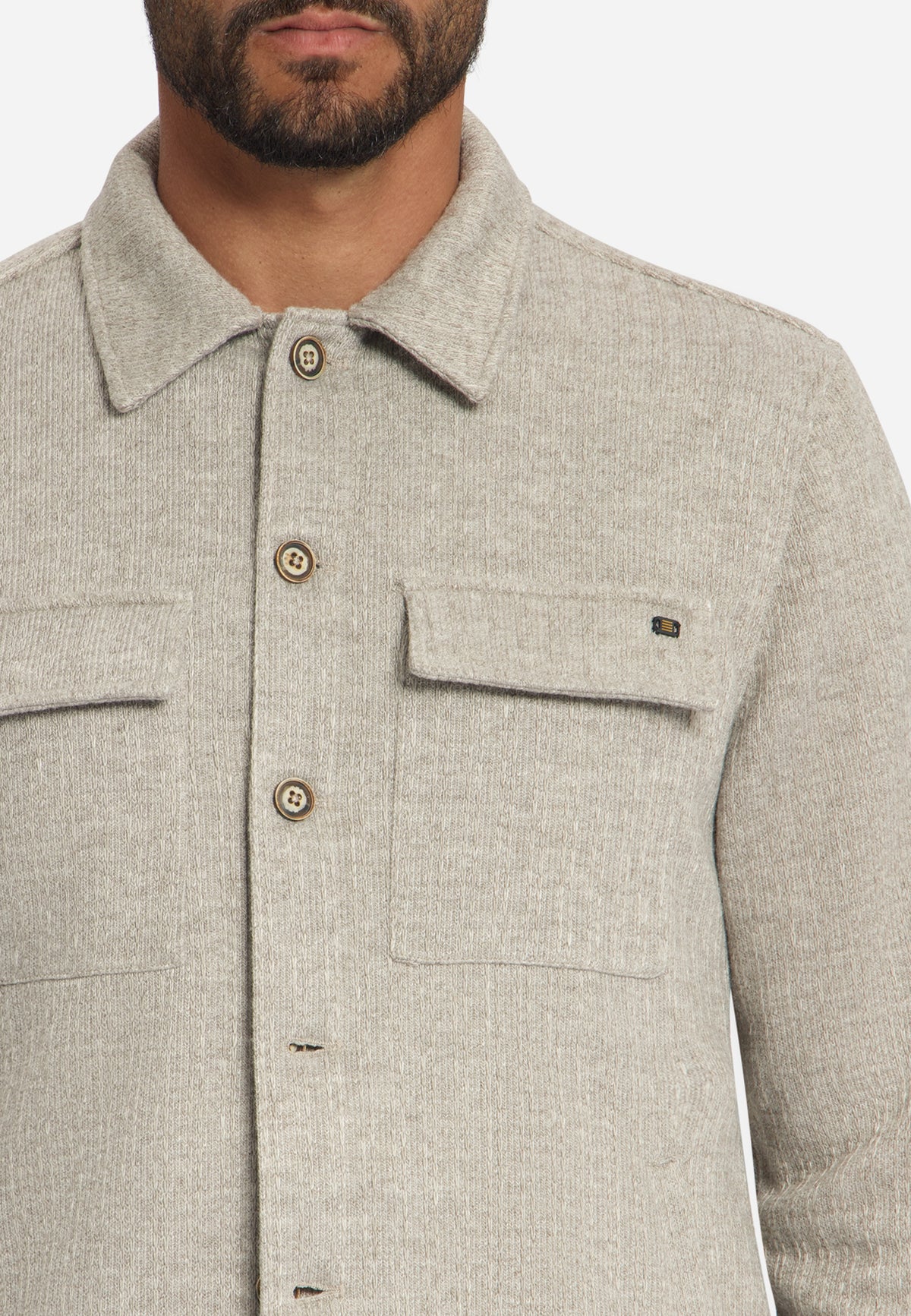 Wool Look Overshirt | Cement