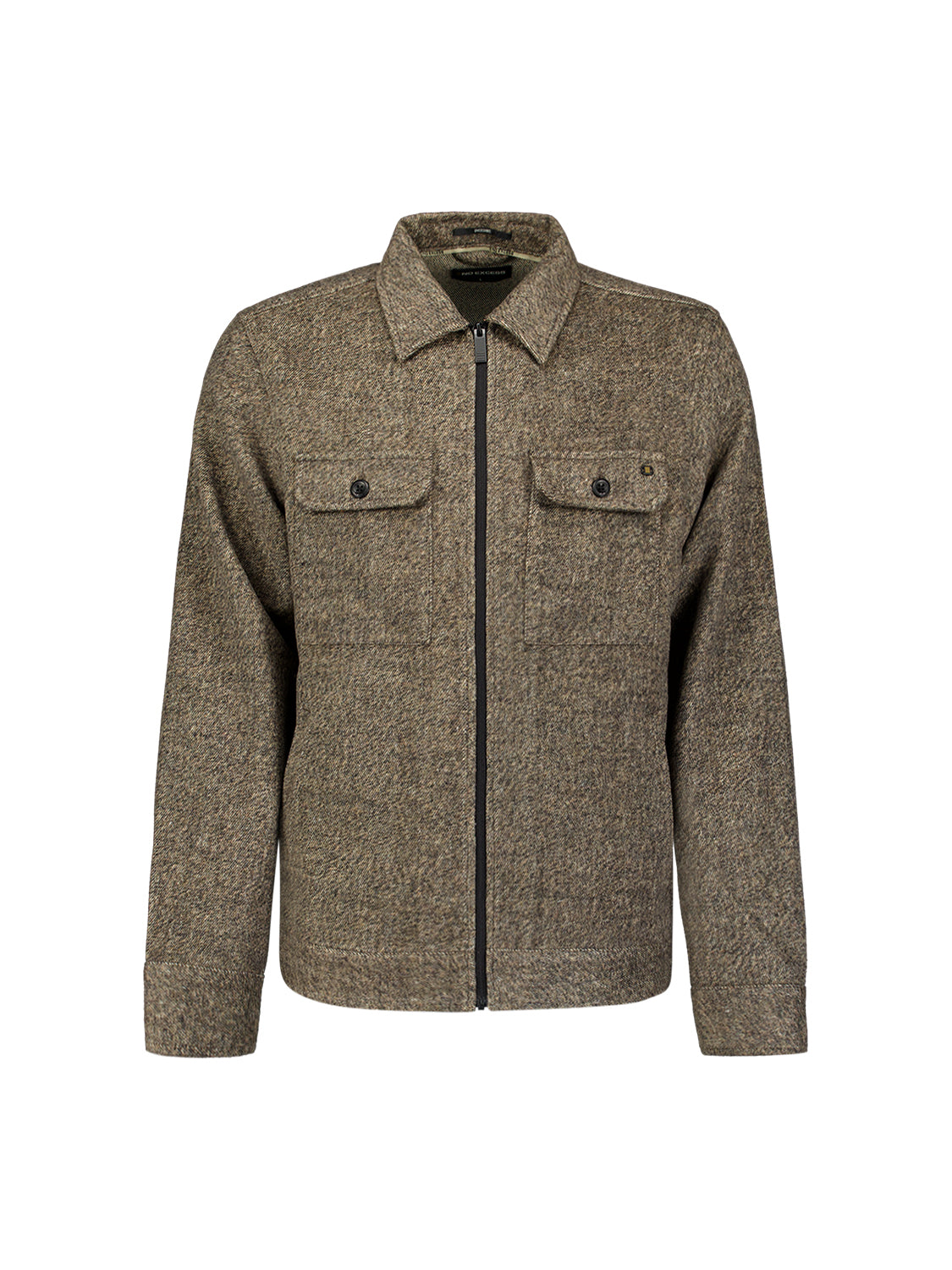 Wool Blend Zip Overshirt | Light Brown