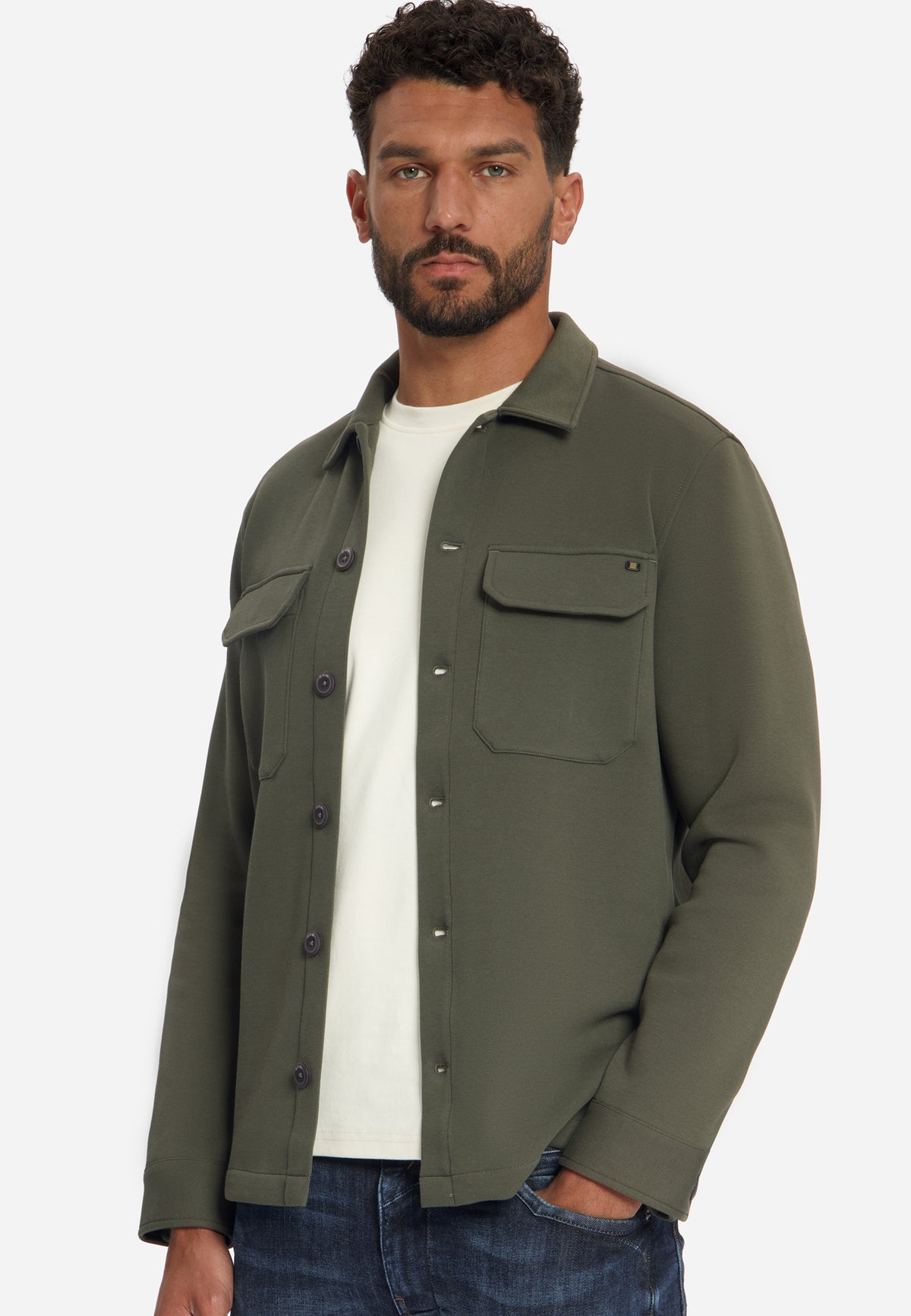Piqué-Sweat-Overshirt | Army