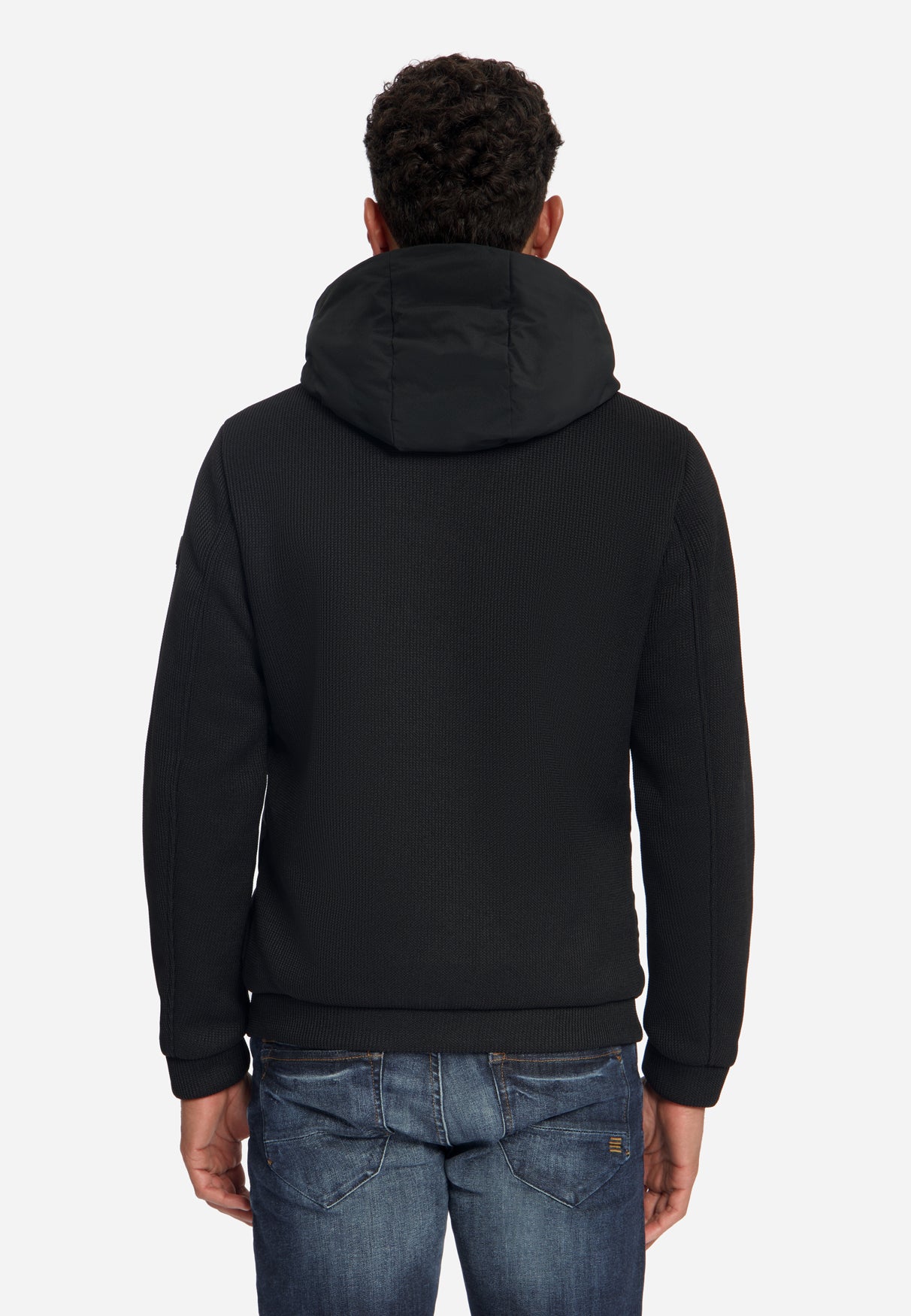 Knitted Padded Hooded Jacket | Black