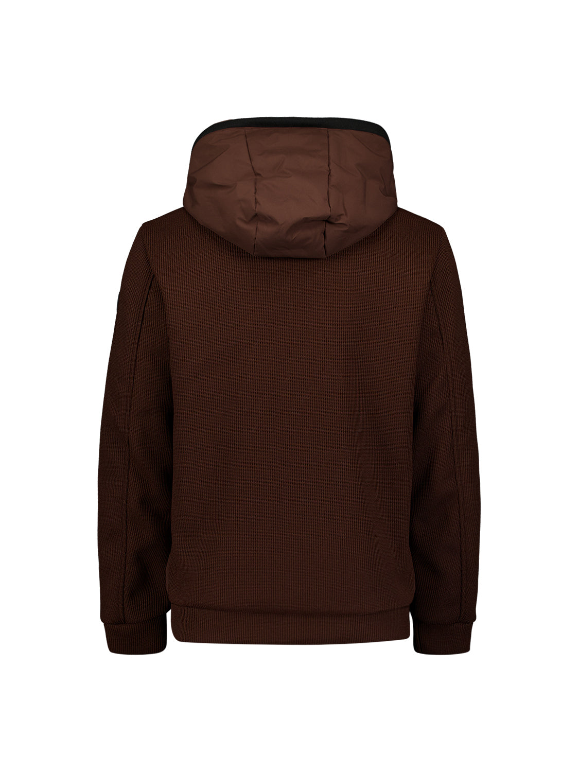 Jacke, kurze Passform, versiegelte Kapuze, Strickmischung | Dunkelbraun