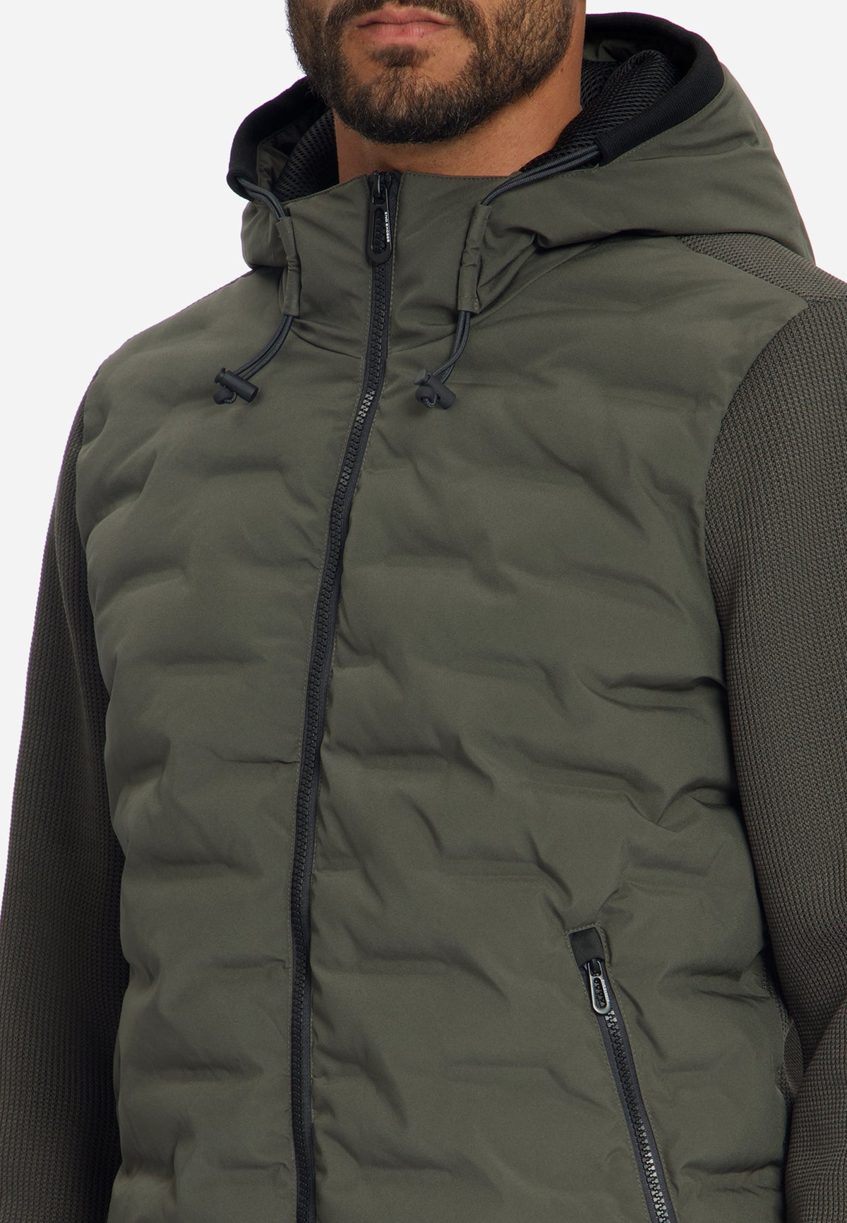Strickjacke mit leichter Wattierung und Kapuze | Army