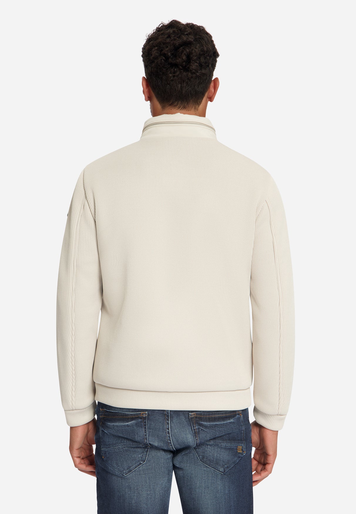 Jacke, kurze Passform, versiegelt, Strickmischung | stone
