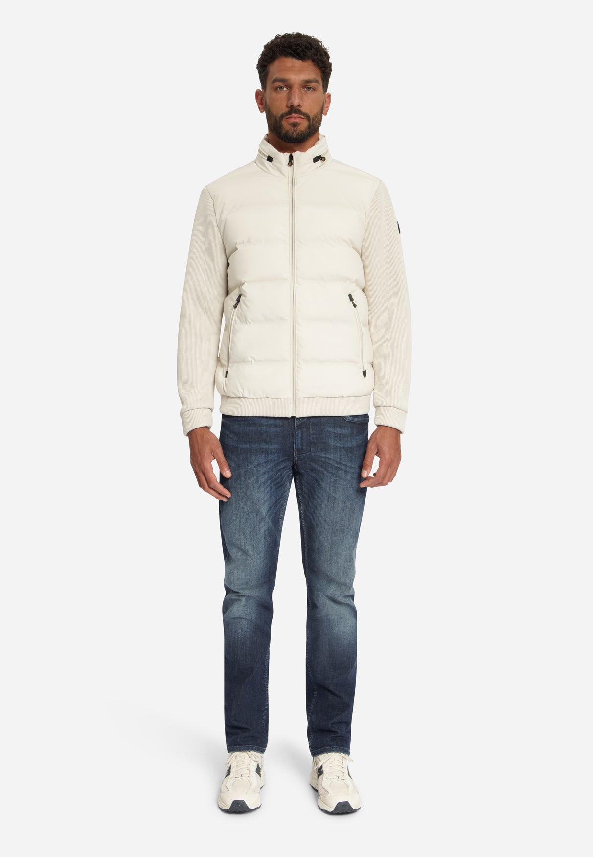 Jacke, kurze Passform, versiegelt, Strickmischung | stone