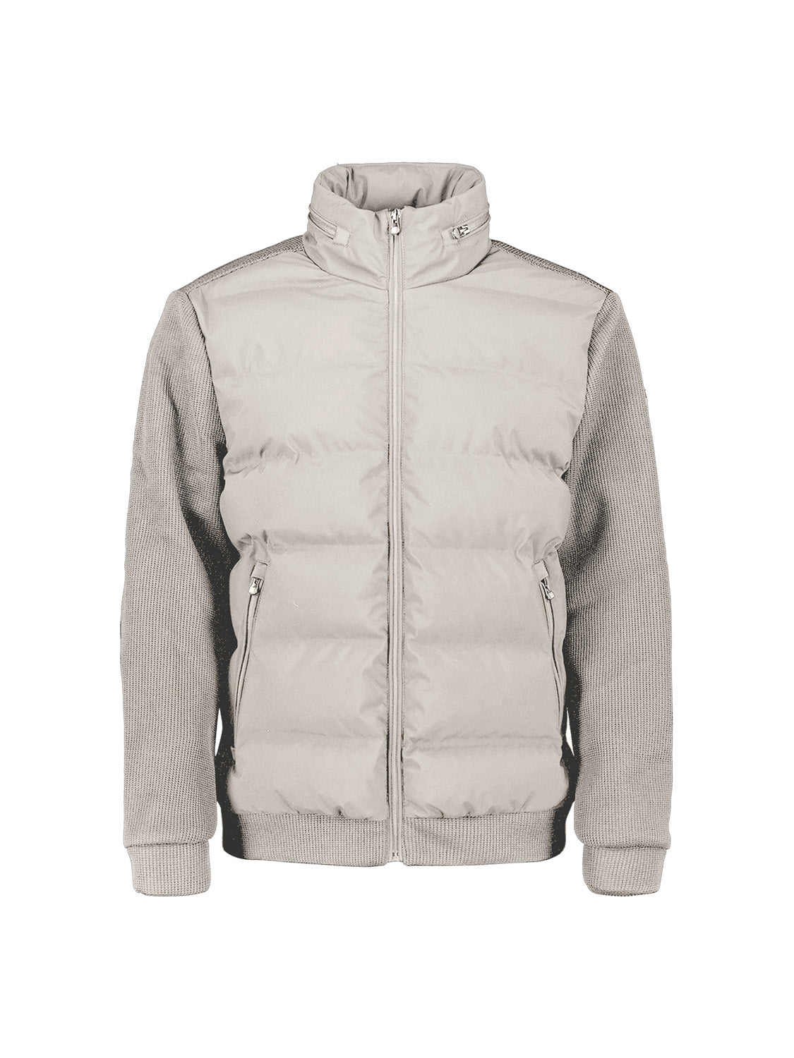 Jacke, kurze Passform, versiegelt, Strickmischung | stone