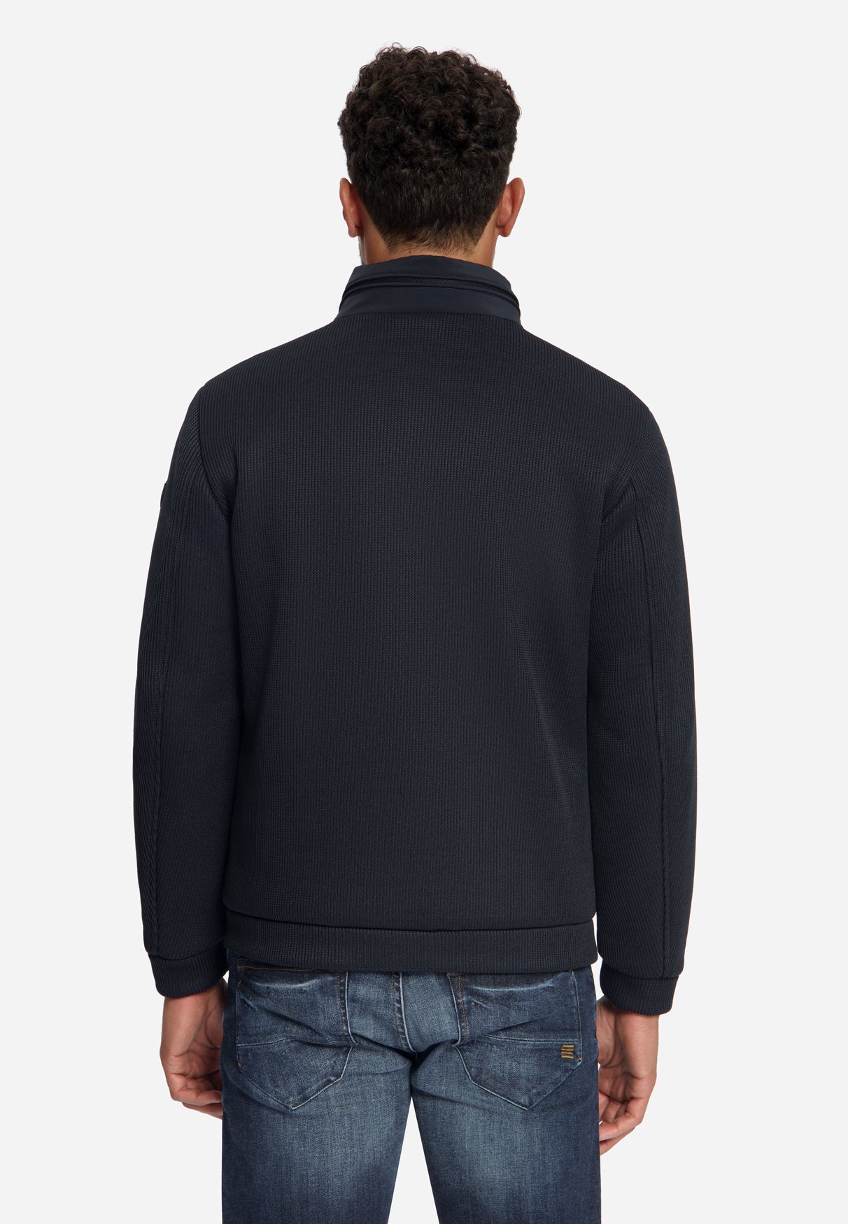 Jacke, kurze Passform, versiegelt, Strickmischung | Dark Night