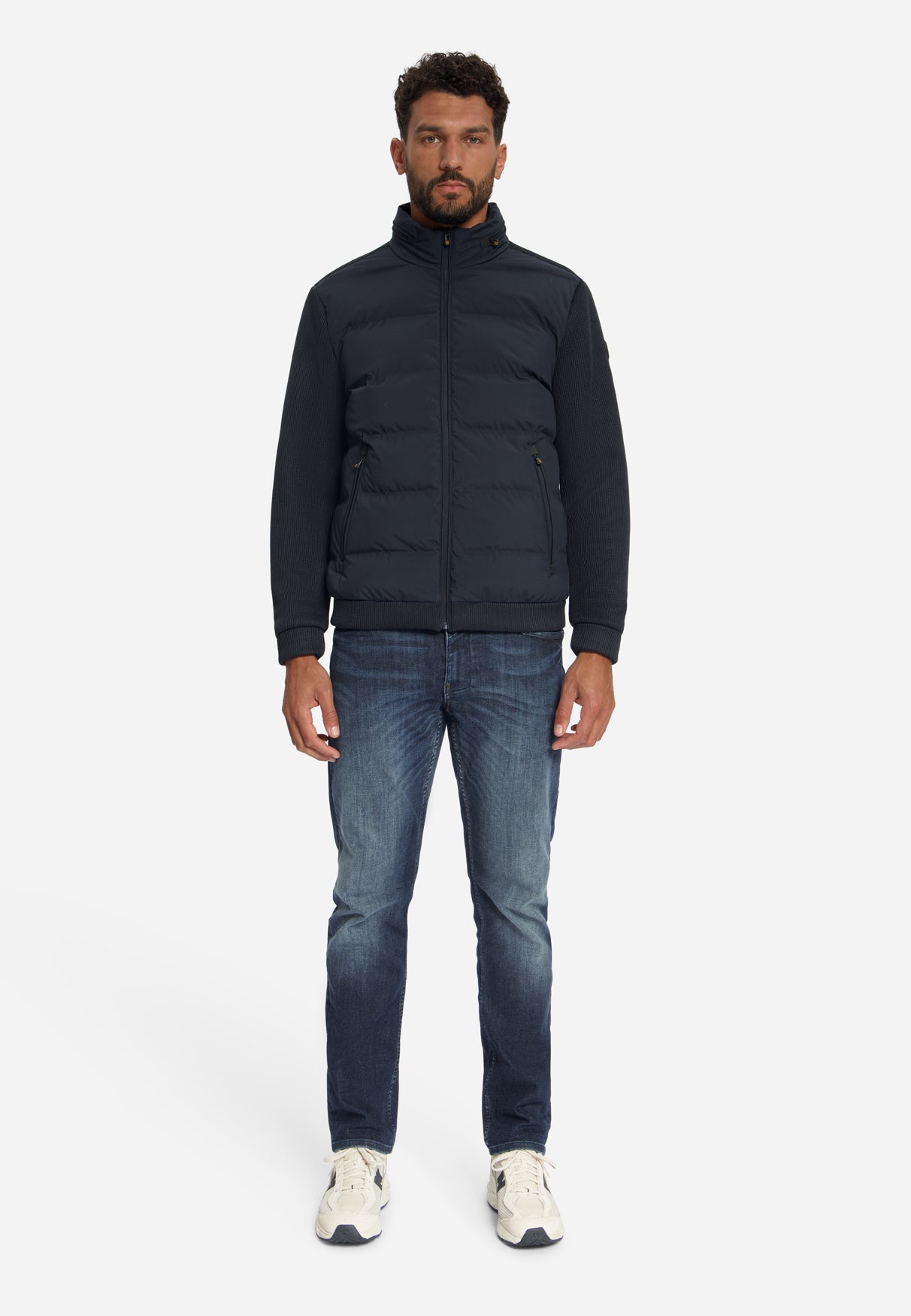 Jacke, kurze Passform, versiegelt, Strickmischung | Dark Night