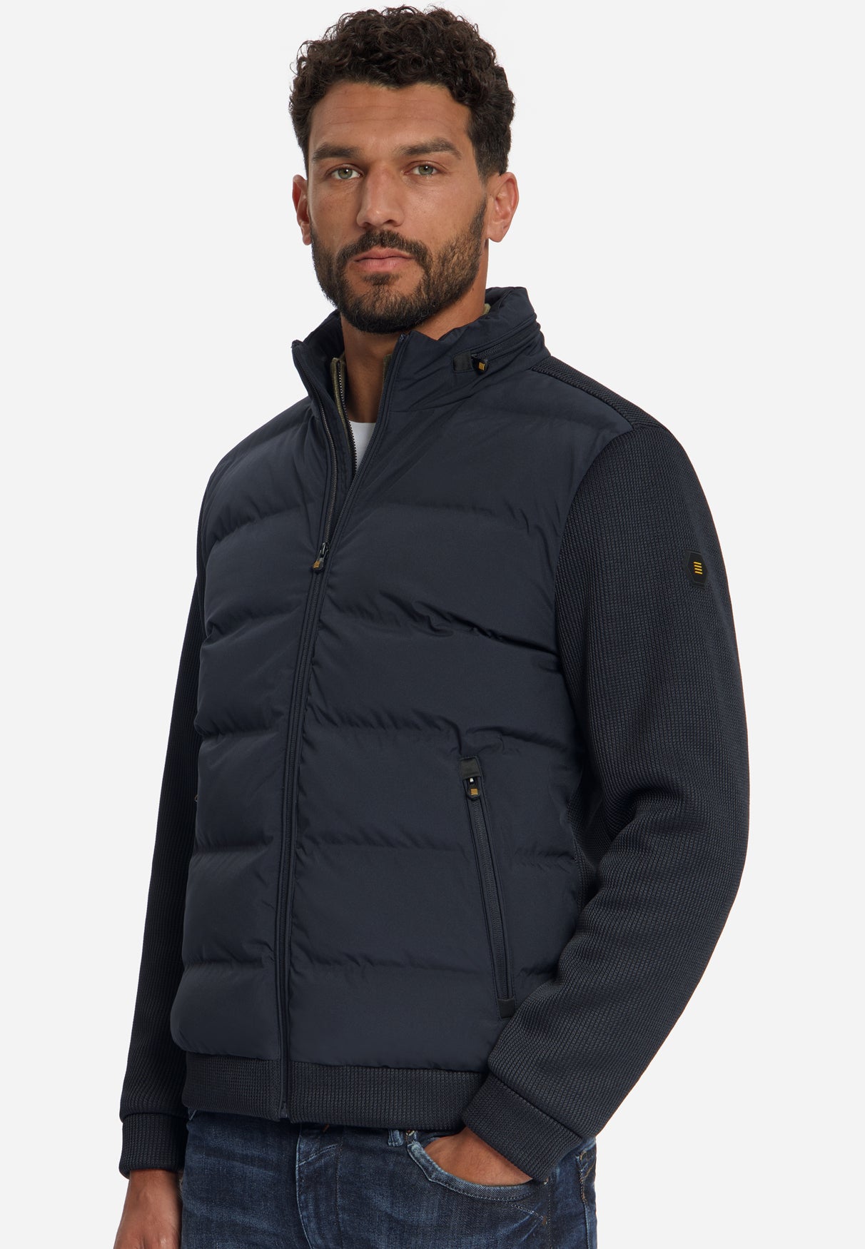 Jacke, kurze Passform, versiegelt, Strickmischung | Dark Night
