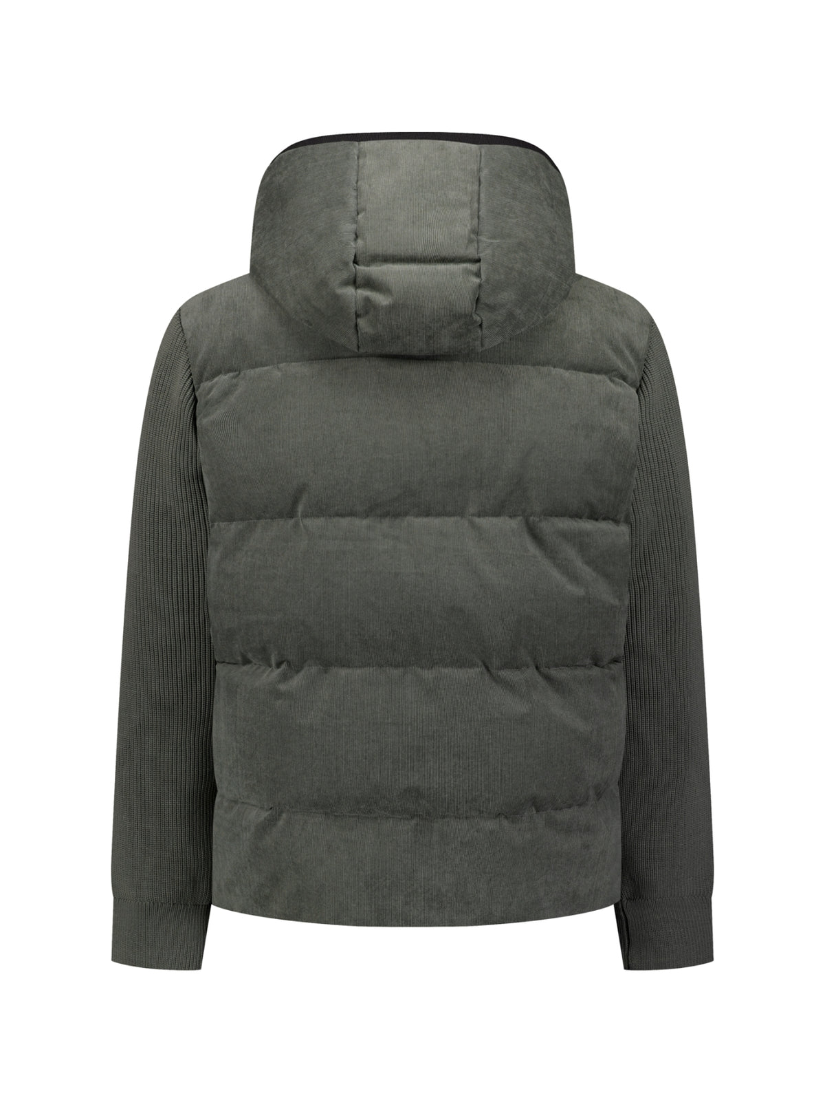 Corduroy Mix Hooded Jacket | Army