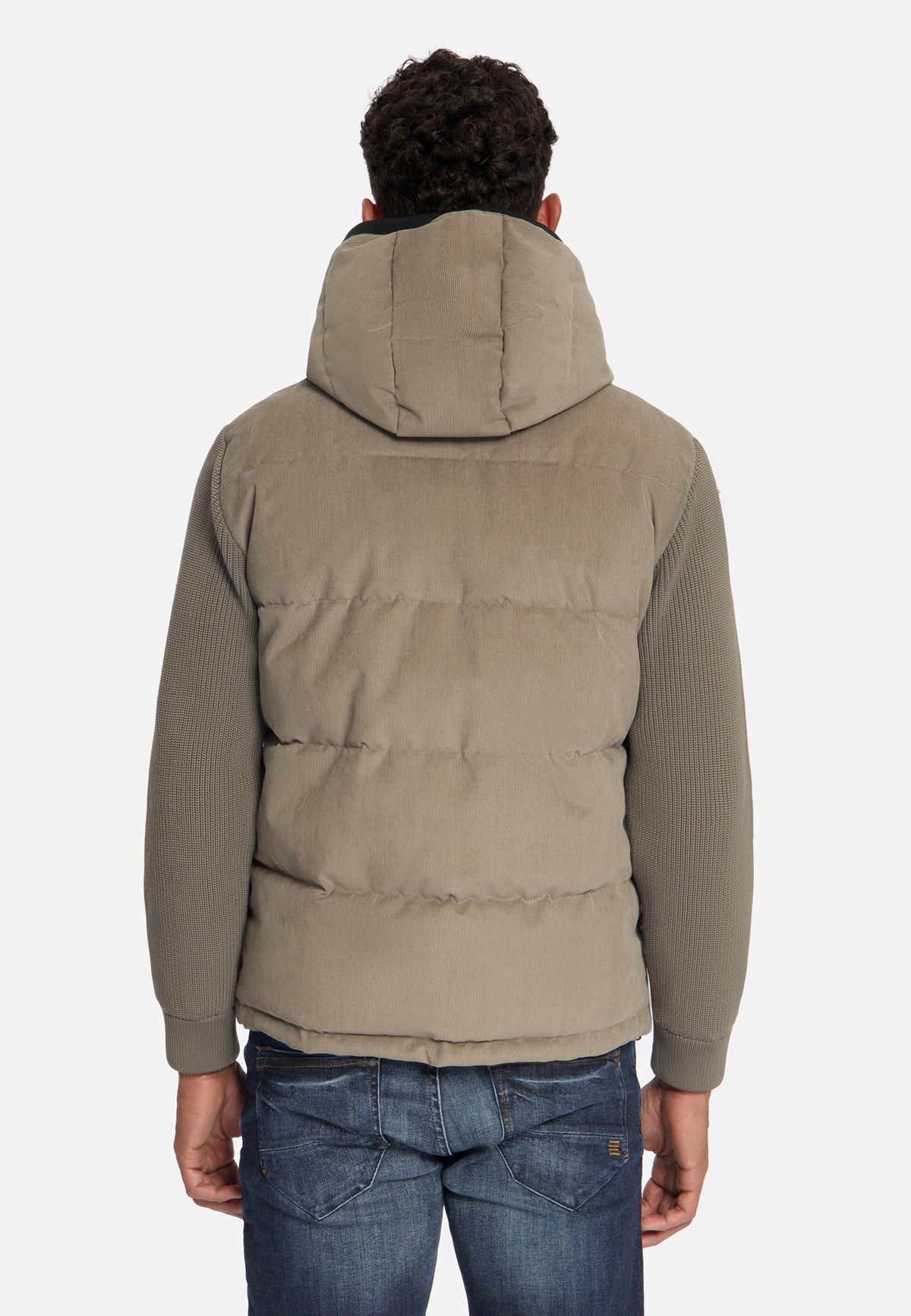 Corduroy Mix Hooded Jacket | Mud