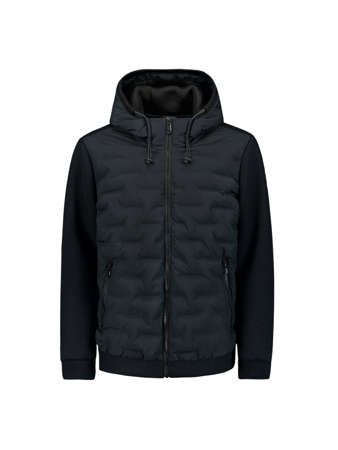 Jacke, kurze Passform, versiegelte Kapuze, Strickmischung | Dark Night