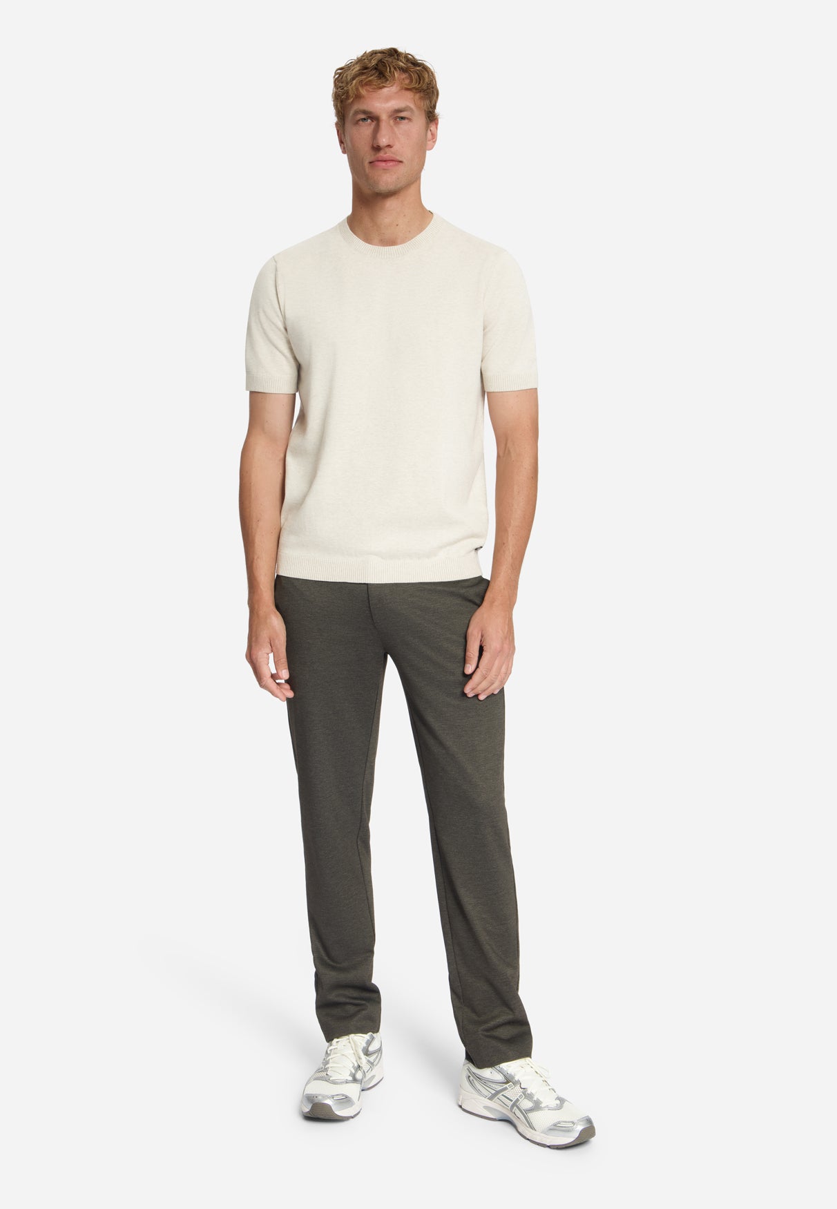 Jersey-Hose in Melange, regular fit | Dunkelbraun