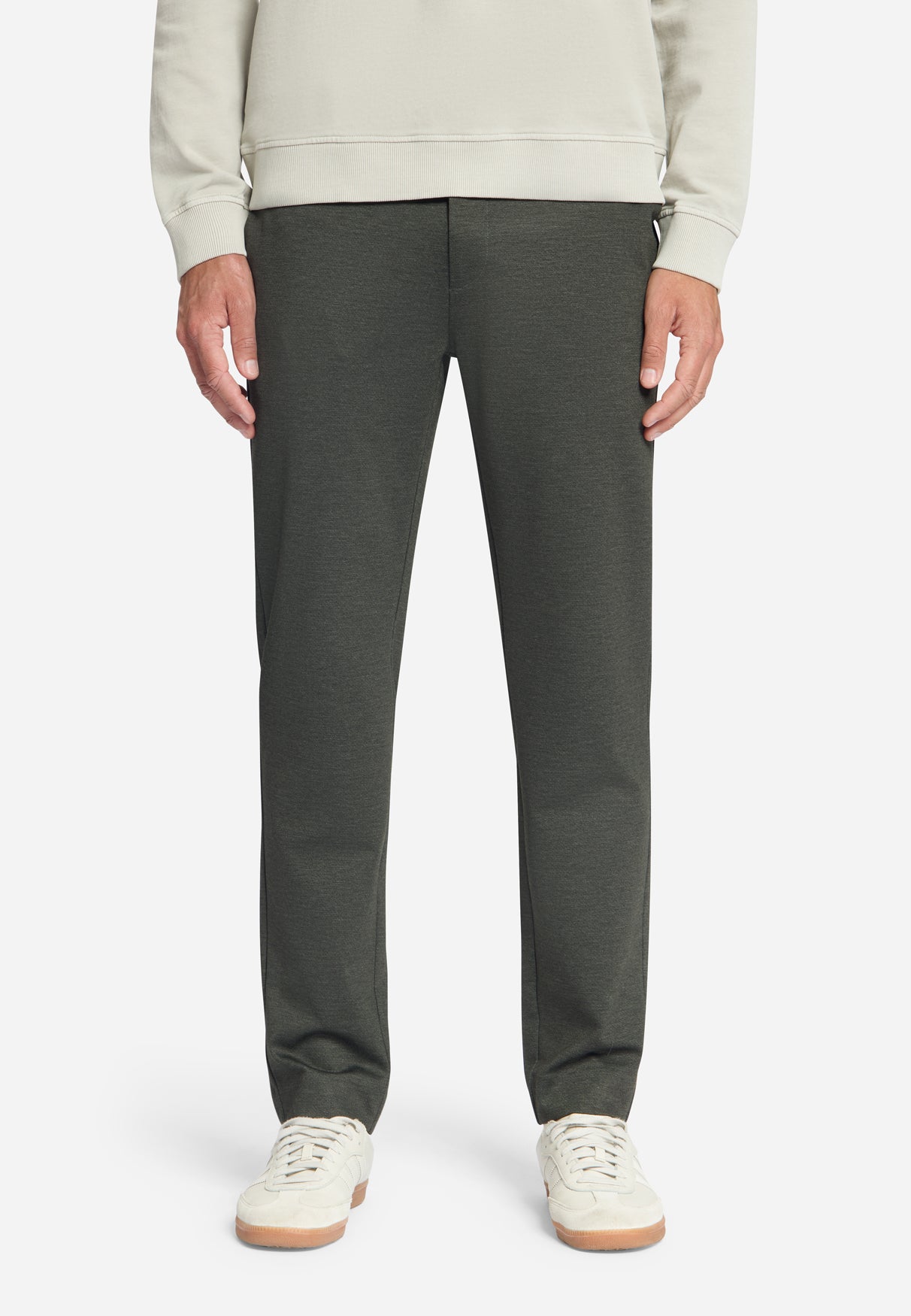 Jersey-Hose in Melange, regular fit | army