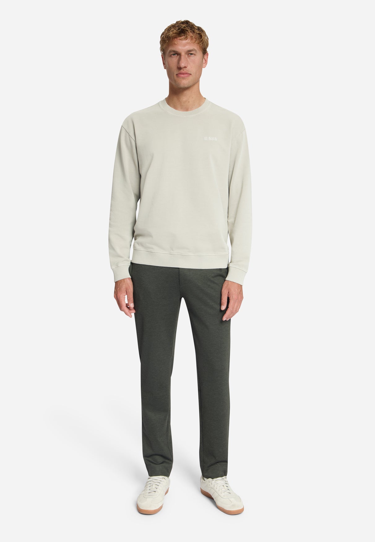 Jersey-Hose in Melange, regular fit | army