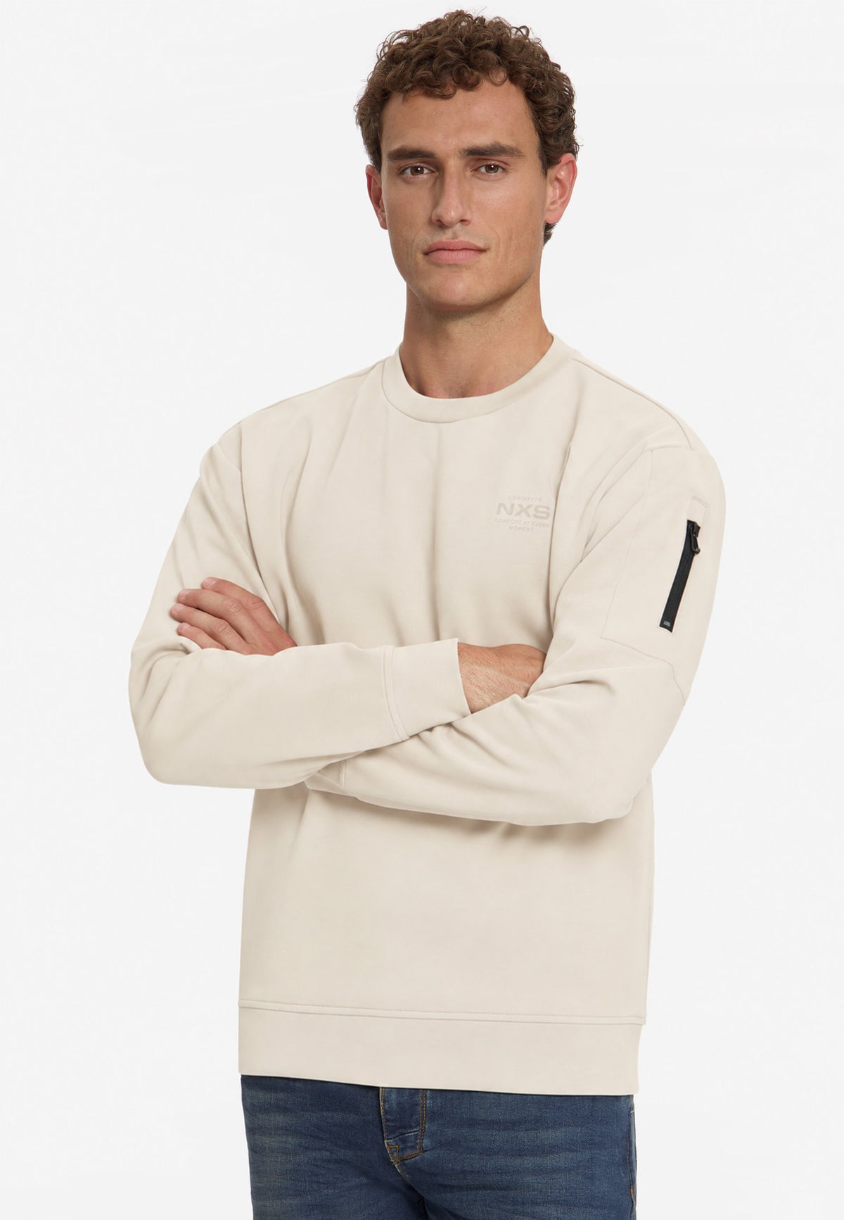 Sweatshirt mit Rundhalsausschnitt | Stone