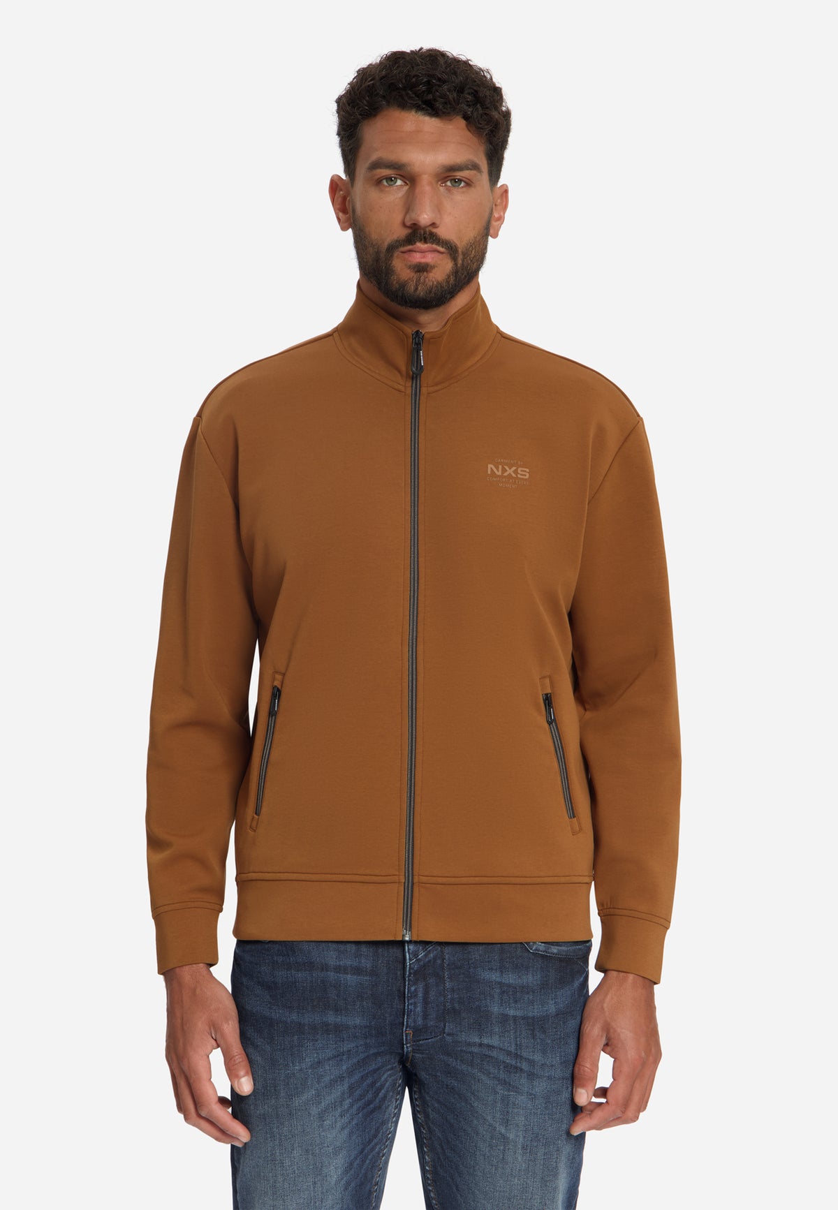 Sweatshirt mit durchgehendem Reißverschluss | Caramel
