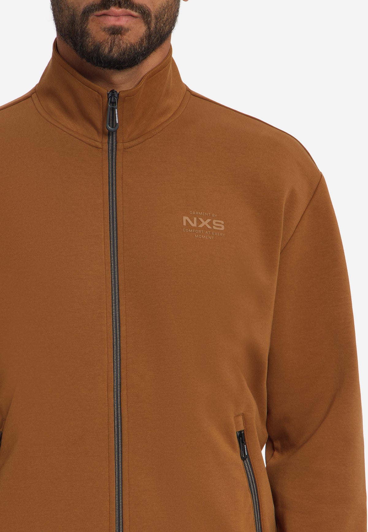 Sweatshirt mit durchgehendem Reißverschluss | Caramel