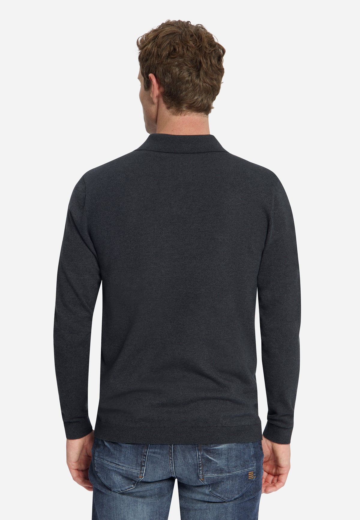 Melange Polo Jumper | Dark Grey