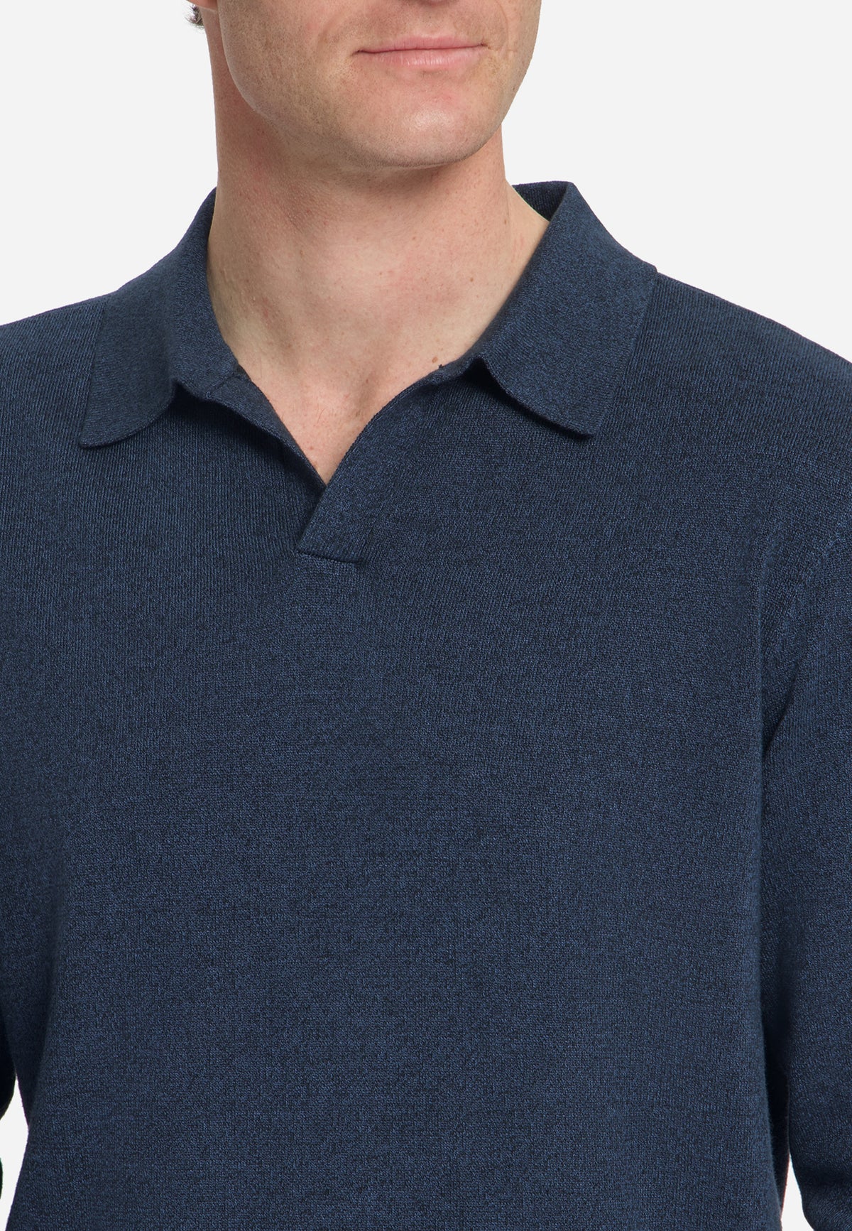 Melange Polo Jumper | Navy