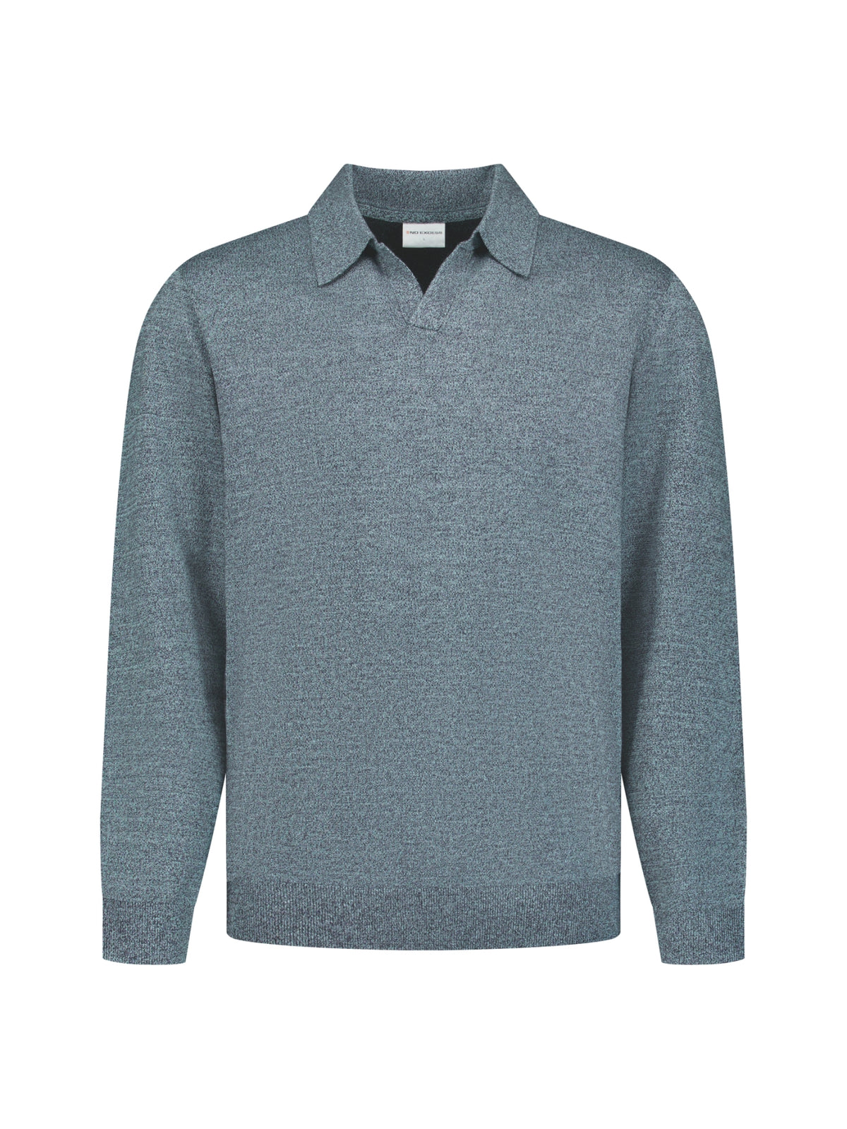 Melange Polo Jumper | Dusty Blue