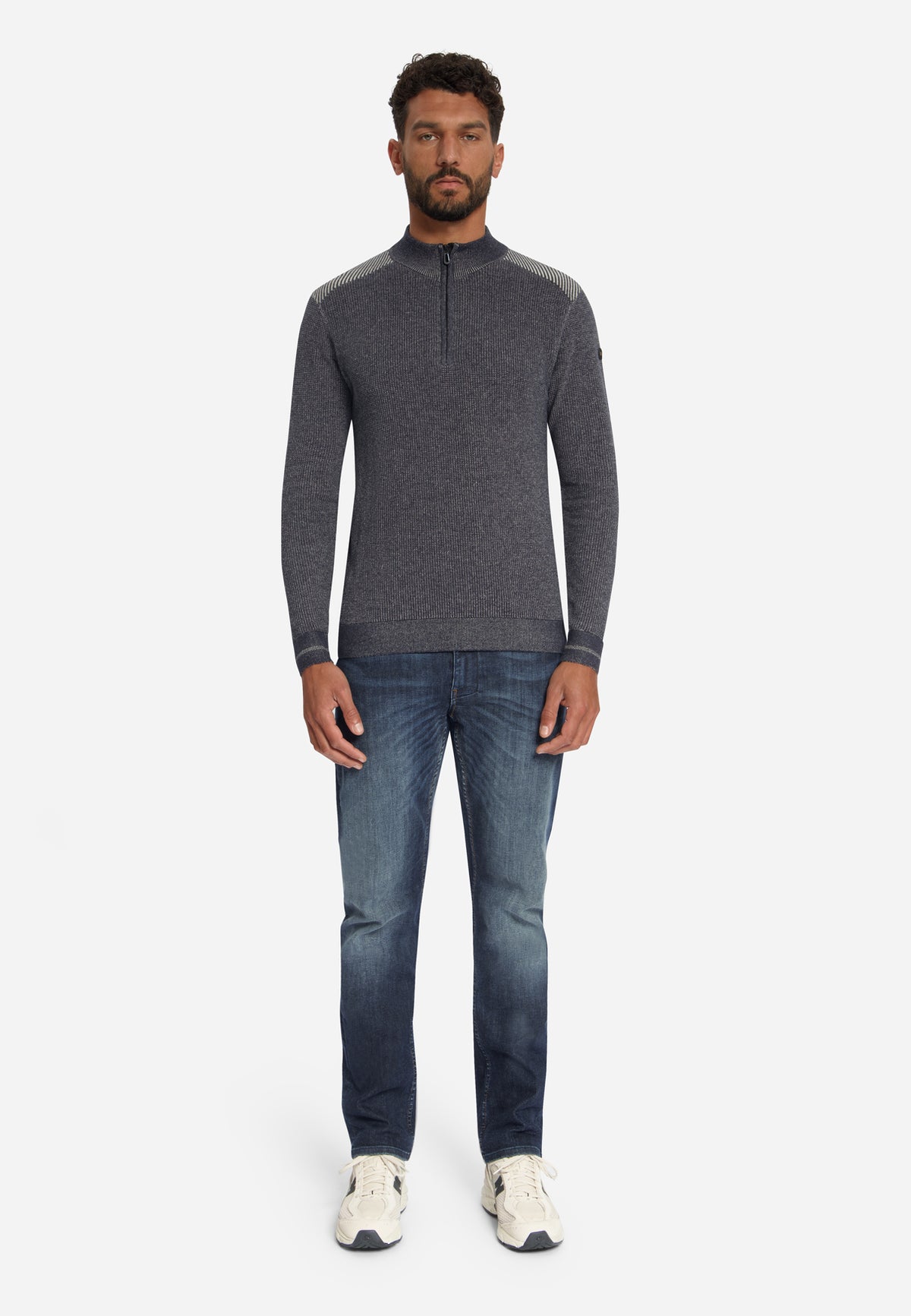 Plated Half-Zip-Pullover | Dark Night