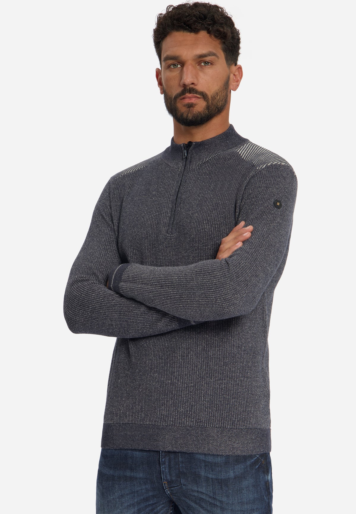 Plated Half-Zip-Pullover | Dark Night