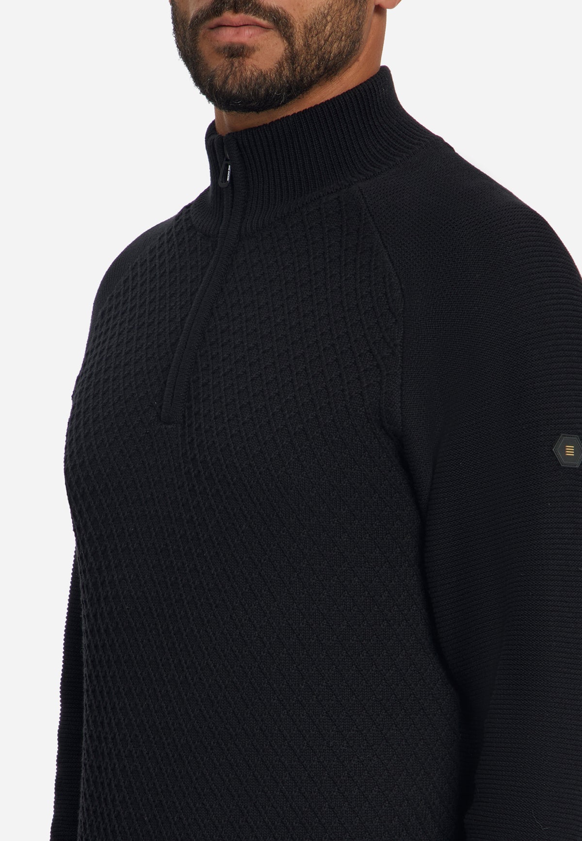 Cable Knit Half-Zip Jumper | Black