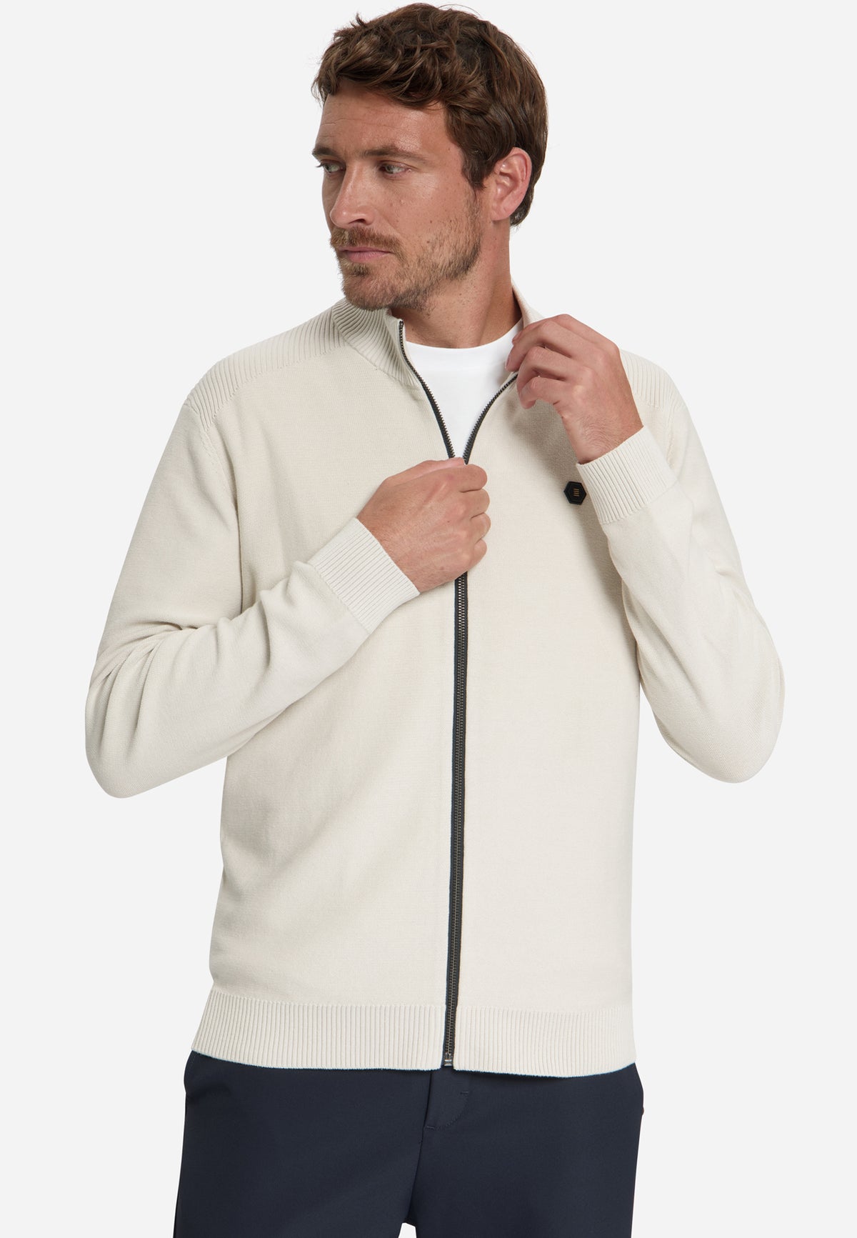 Strickjacke mit durchgehendem Reißverschluss | Stone
