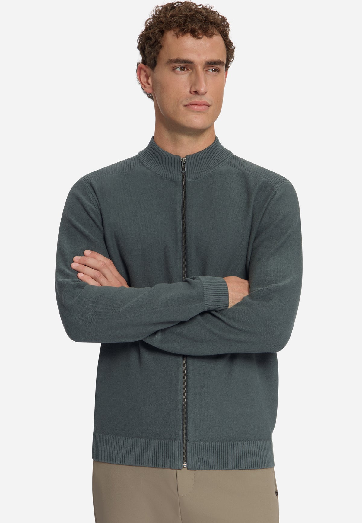 Strickjacke mit durchgehendem Reißverschluss | Dark Steel