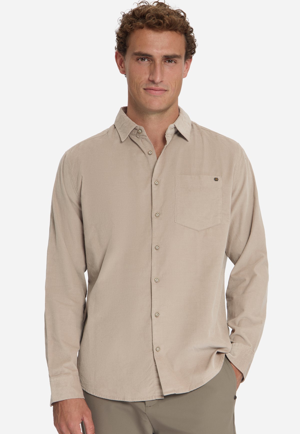 Fine Corduroy Shirt | Cement