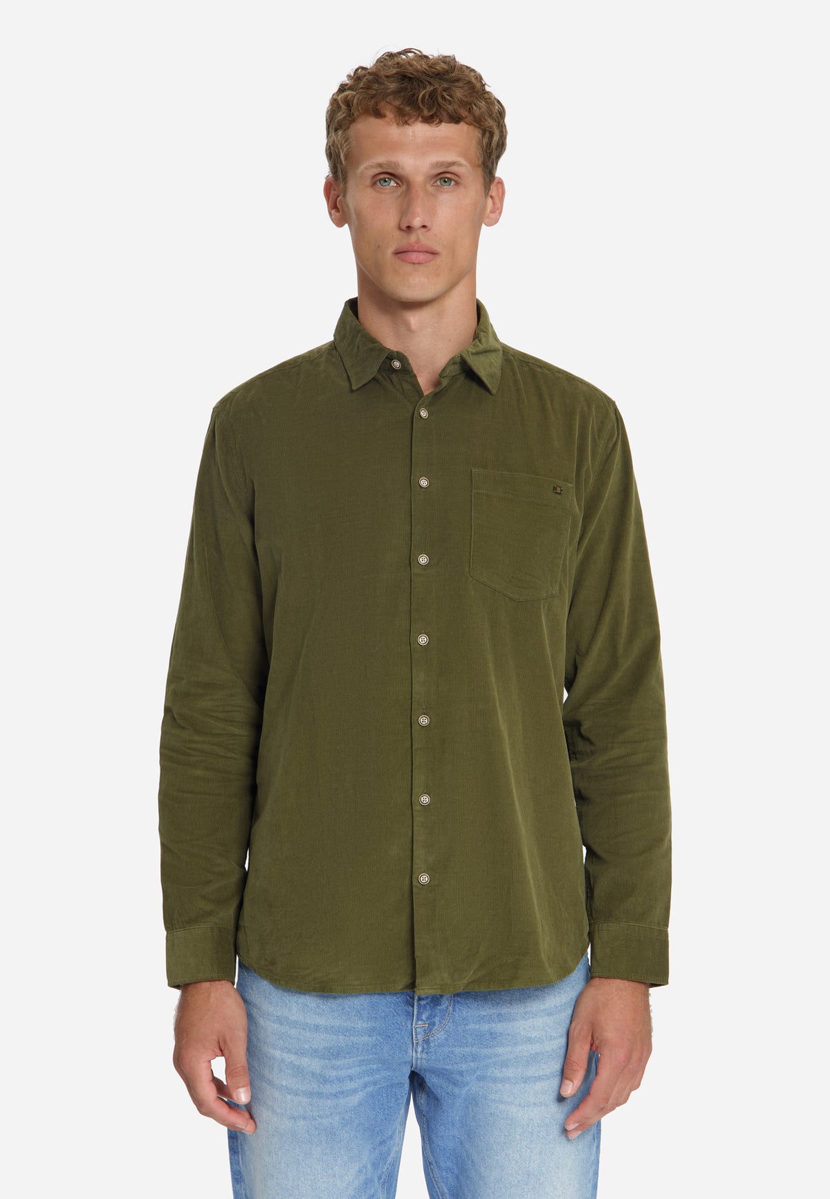 Fine Corduroy Shirt | Moss