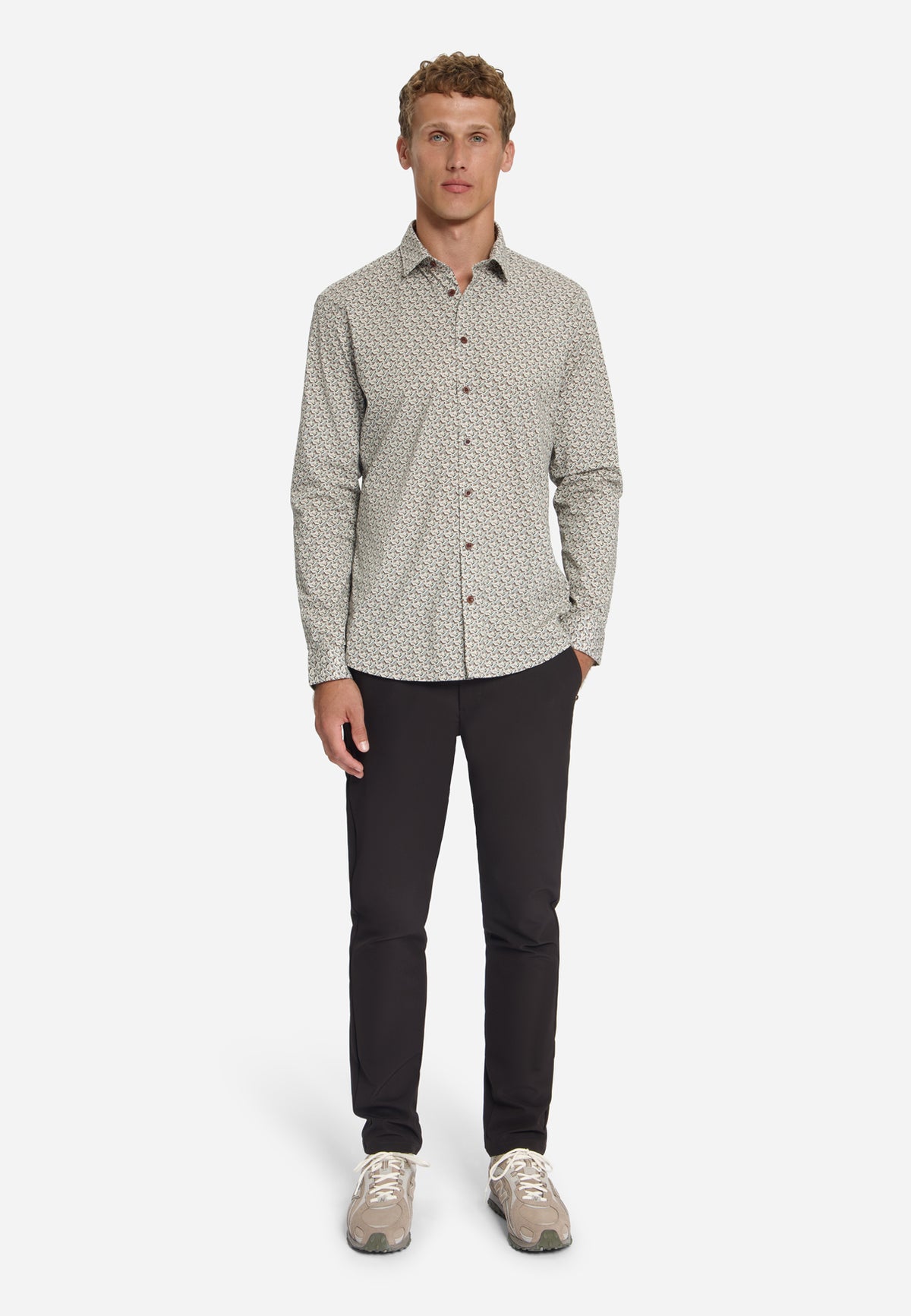 Bedrucktes Stretch-Hemd | Caramel
