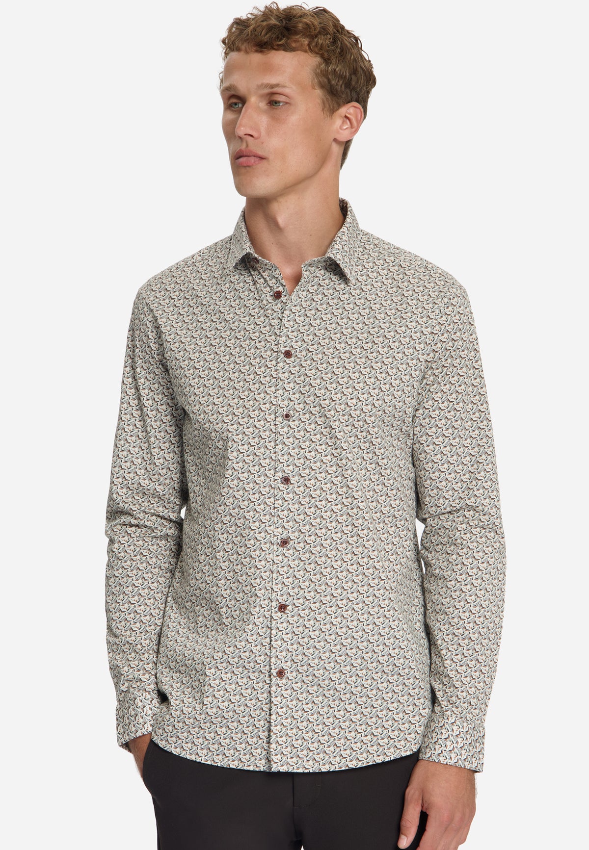 Bedrucktes Stretch-Hemd | Caramel