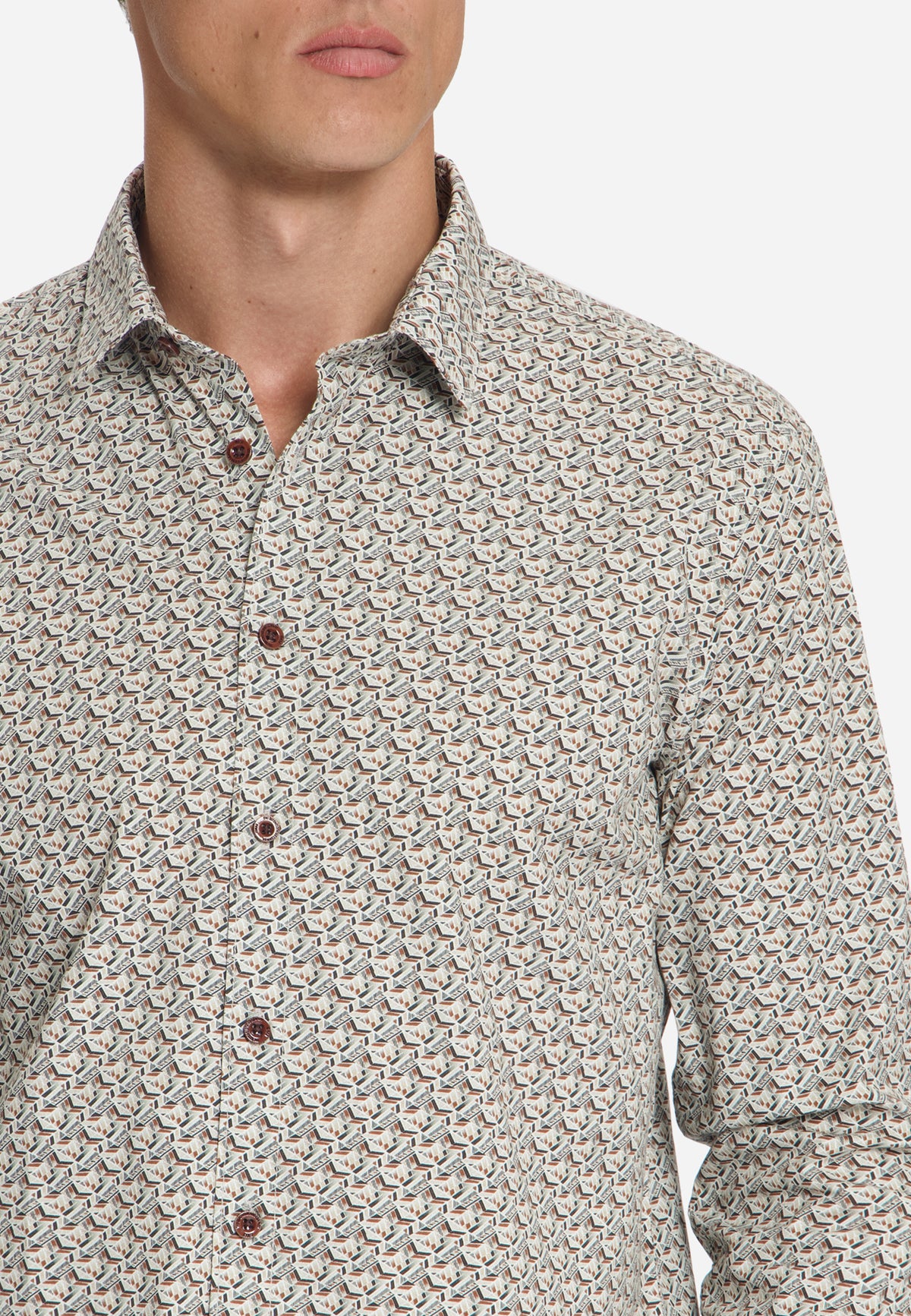 Bedrucktes Stretch-Hemd | Caramel