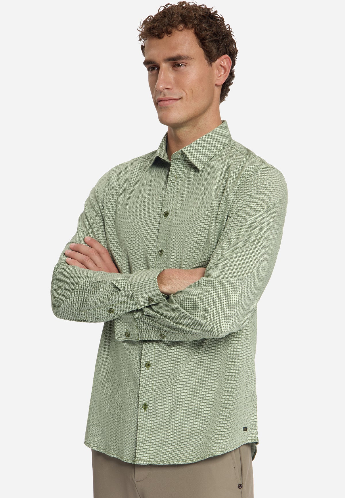 Hemd mit feinem geometrischem Muster | Moss