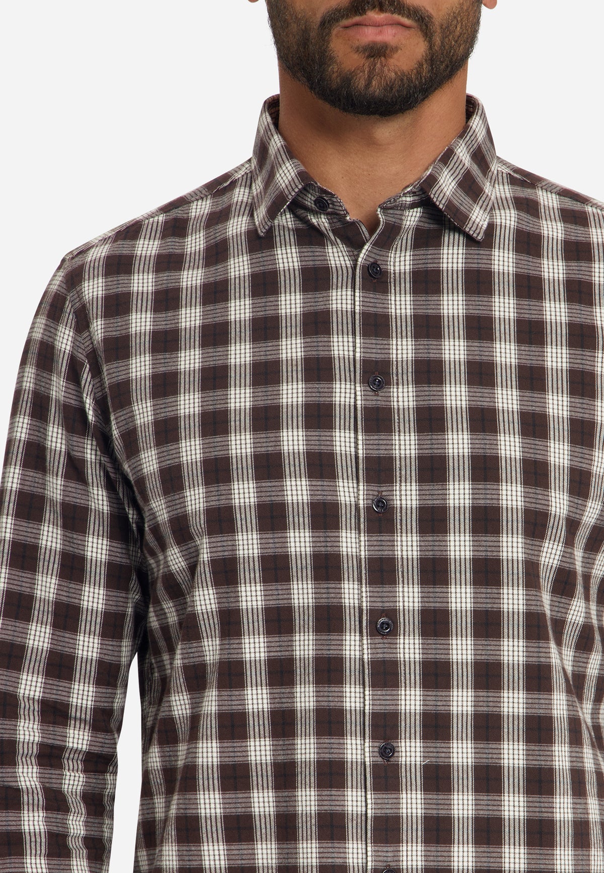 Cotton Check Shirt | Dark Brown