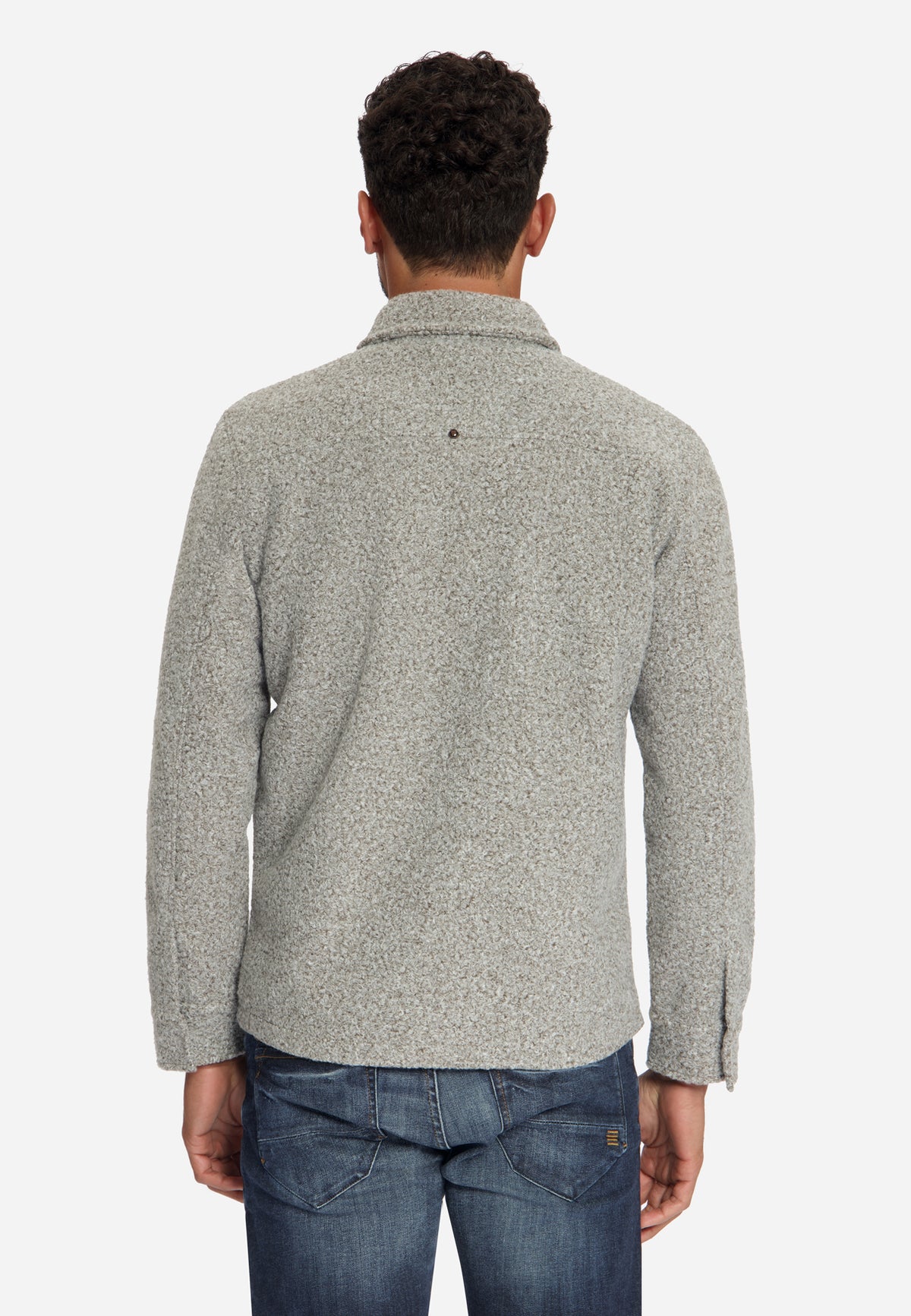 Bouclé-Overshirt mit Reißverschluss | Grey Melange
