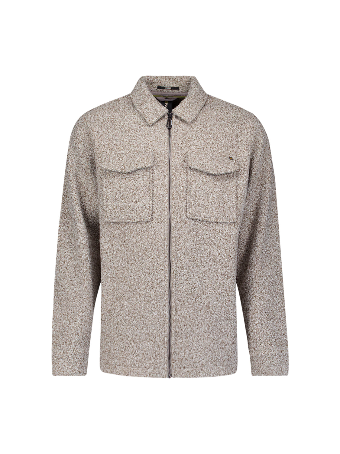 Bouclé-Overshirt mit Reißverschluss | Grey Melange